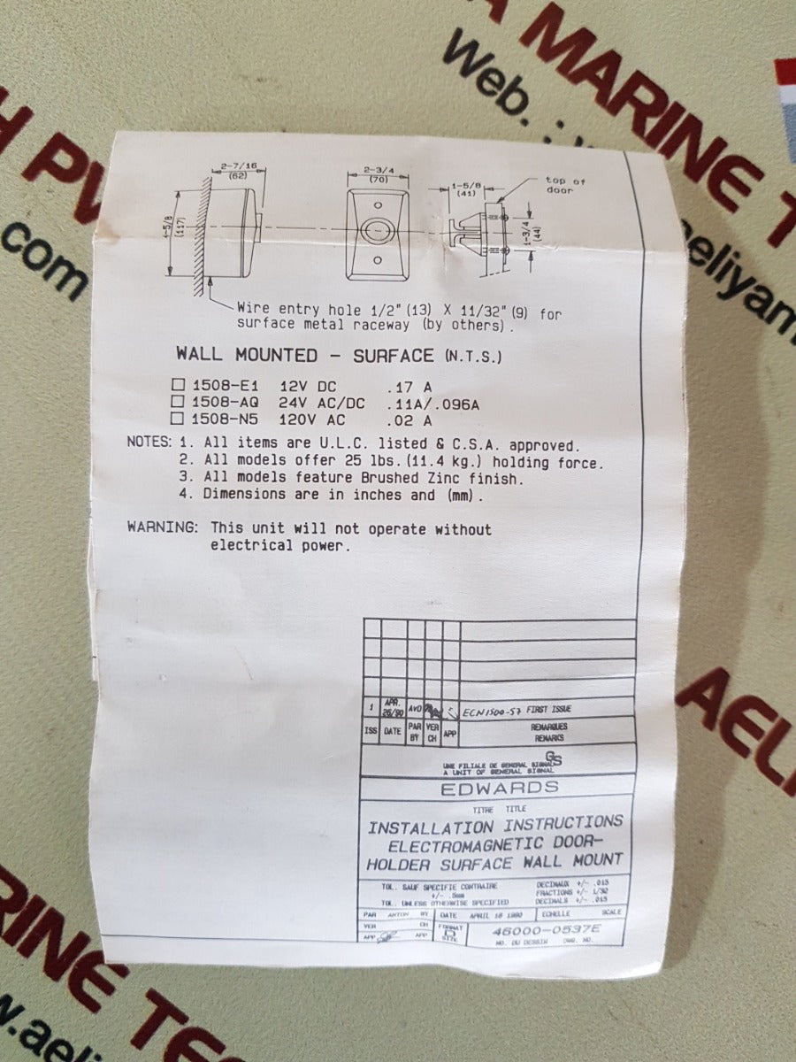 Edwards 1508-aq mounted-surface 24v