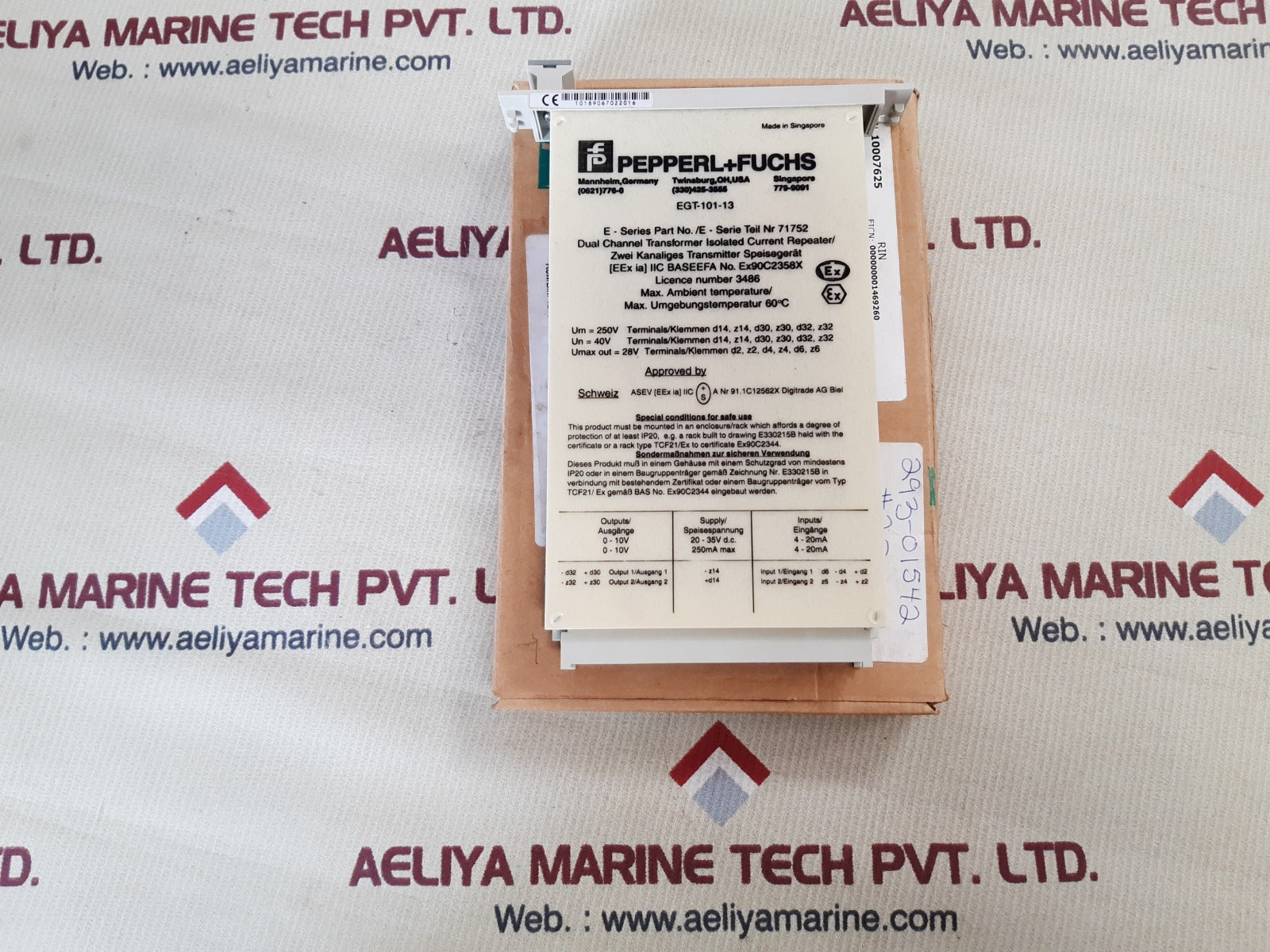 Pepperl+fuchs egt-101-13 transmitter power supply 71752