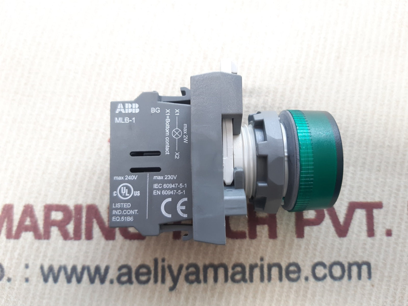 Abb mlb-1 green pilot light with contact block