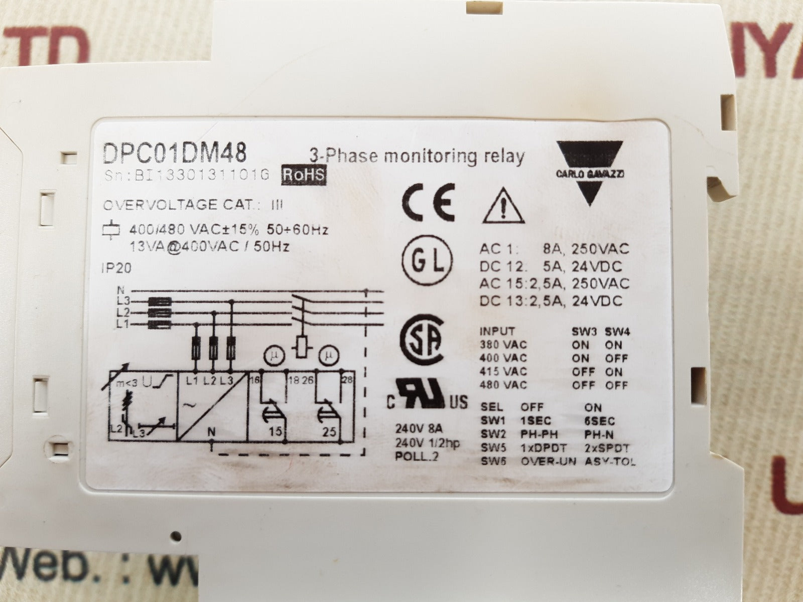 Carlo gavazzi dpc01dm48 3-phase monitoring relay