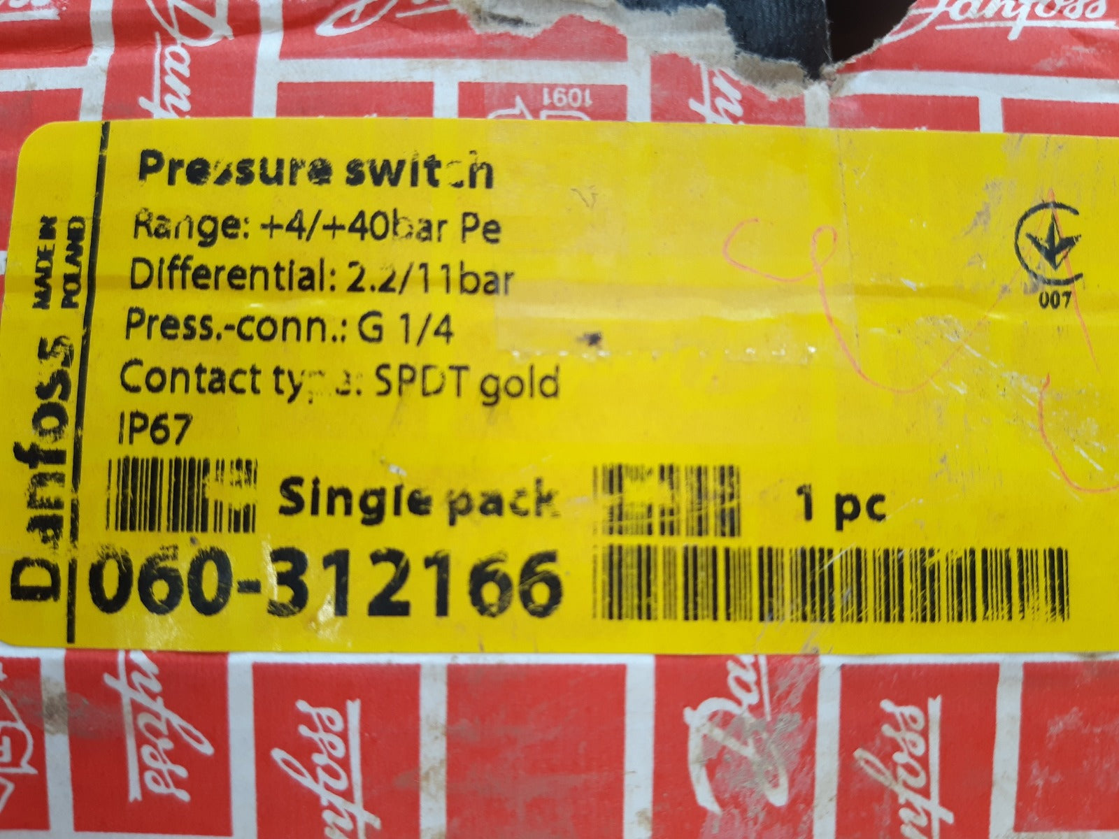 Danfoss Kps 45 Pressure Switch 060-3121