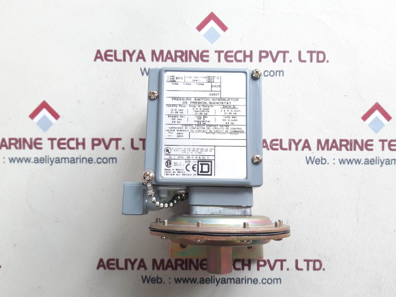 Square D 9012 gaw-1 ser.c pressure switch