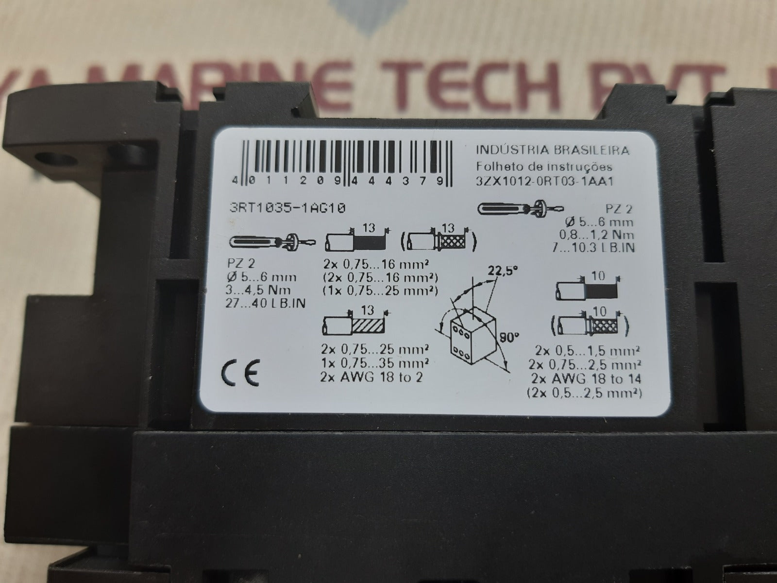 Siemens 3rt1035-1ag10 contactor 3zx1012-0rt03-1aa1