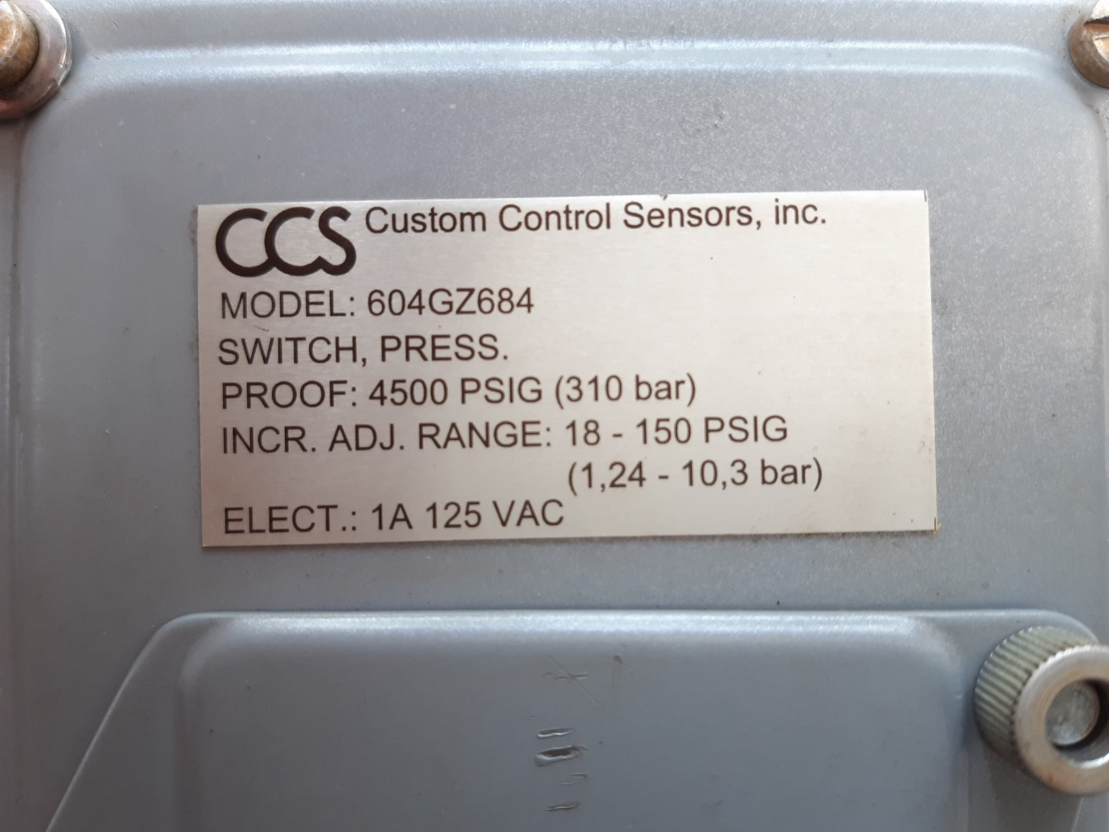Ccs 604gz684 pressure switch