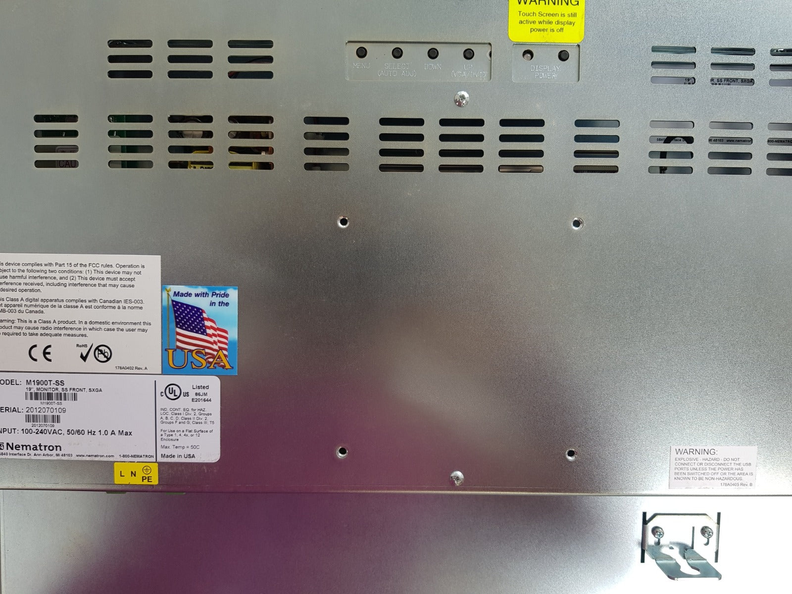 Nematron m1900t-ss 19" monitor display