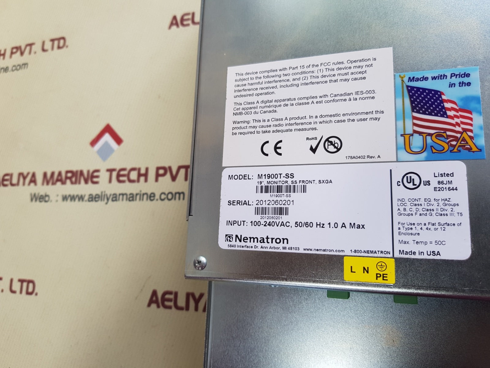 Nematron m1900t-ss 19" monitor display 50/60hz