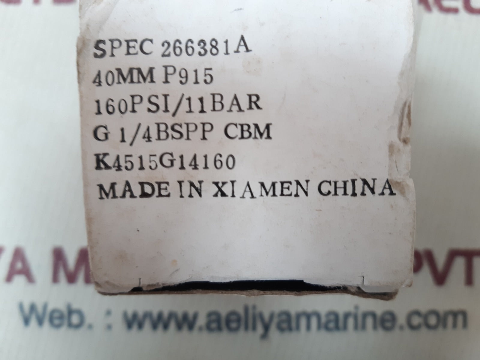 Spec 266381a 40mm p915 gauge 0-160psi,0-11bar