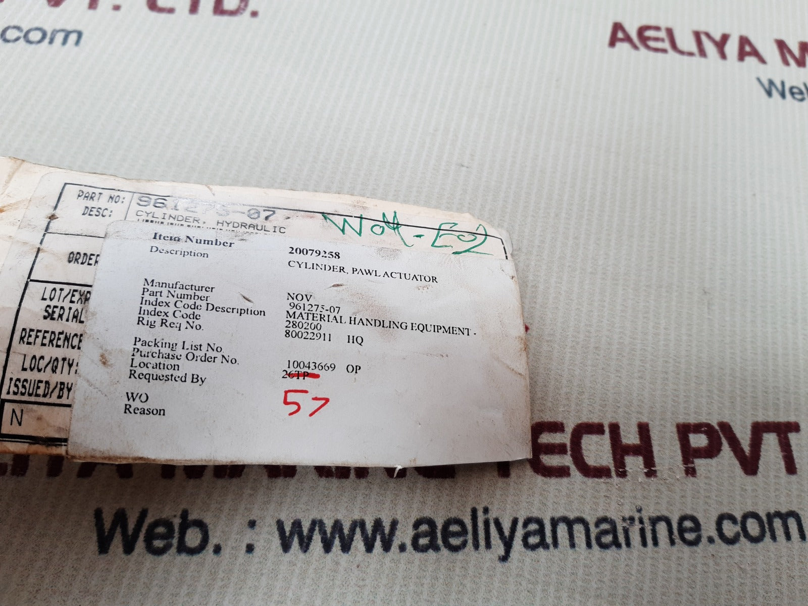 Nov 961275-07 hydraulic cylinder 027694 0213- l