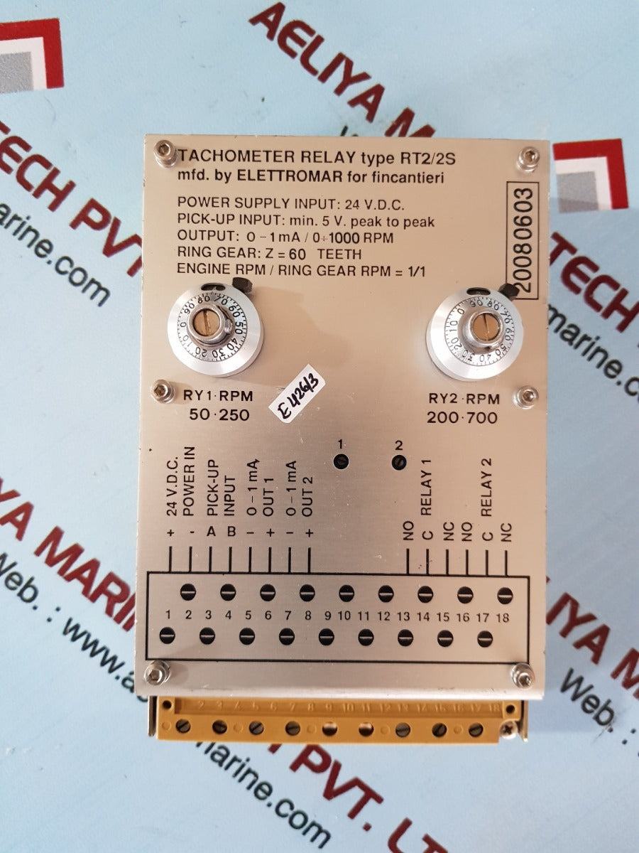 Elettromar Rt2/2S Tachometer Relay 0-1Ma/0/1000Rpm