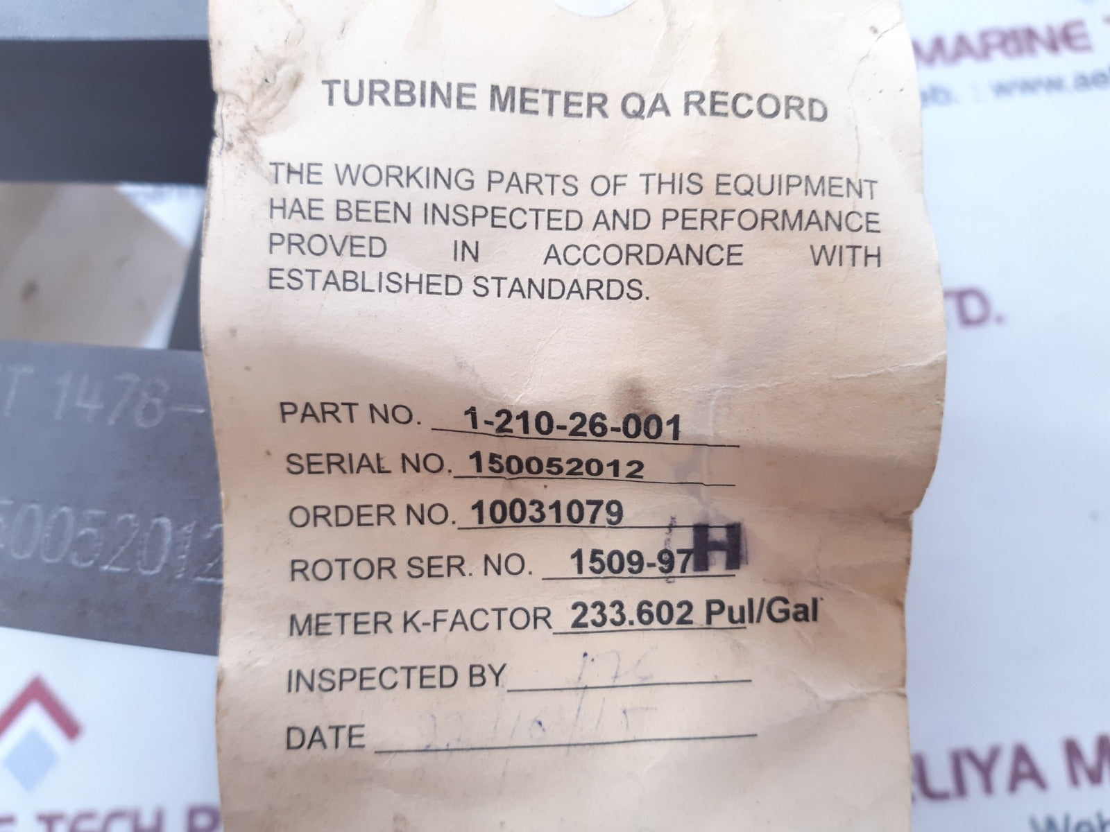 Daniel 1478-1p Daniel liquid "pt" turbine meter