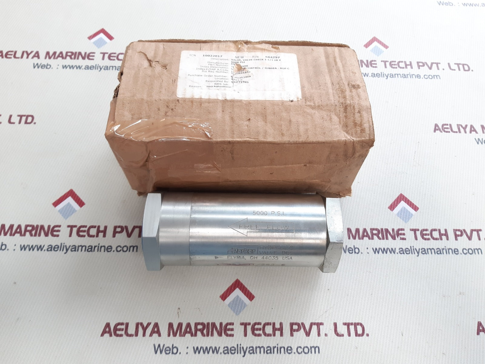 Parker 453-11/2s2-6 check valve 5000psi