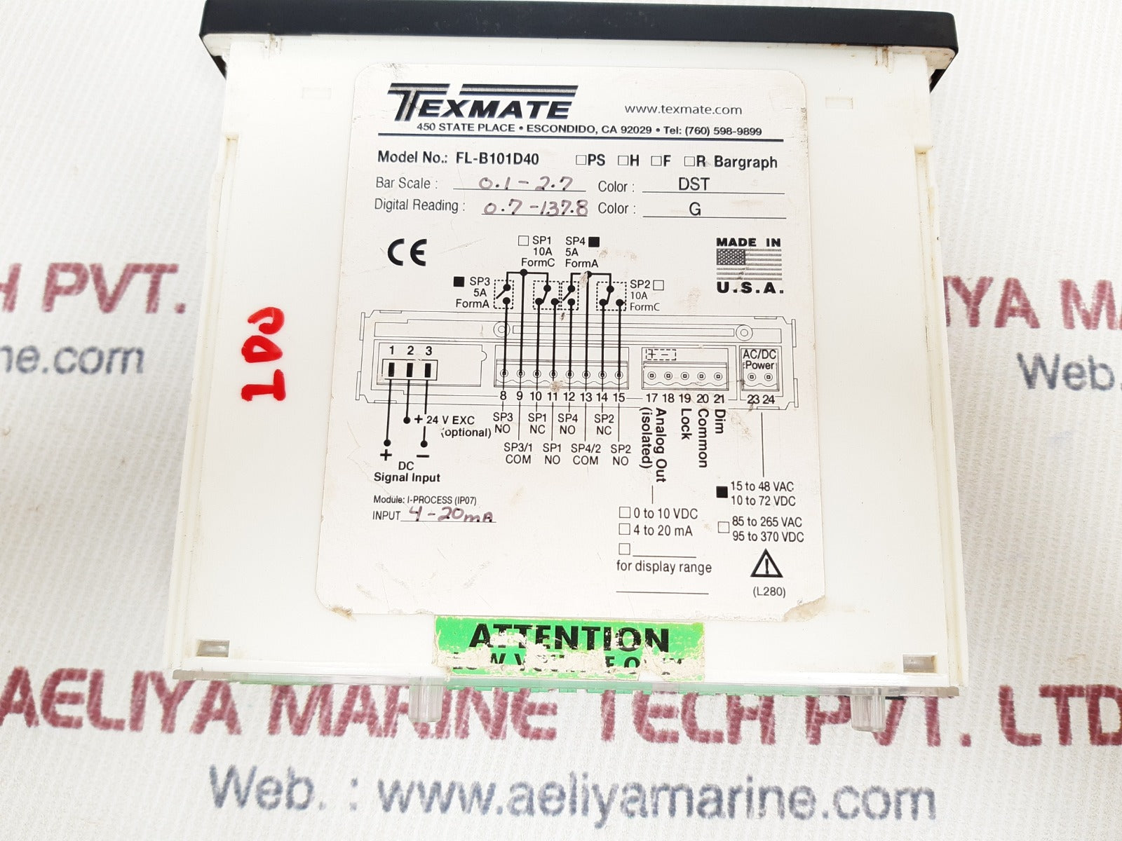Texmate fl-b101d40 bargraph meter bar scale 0.1-2.7
