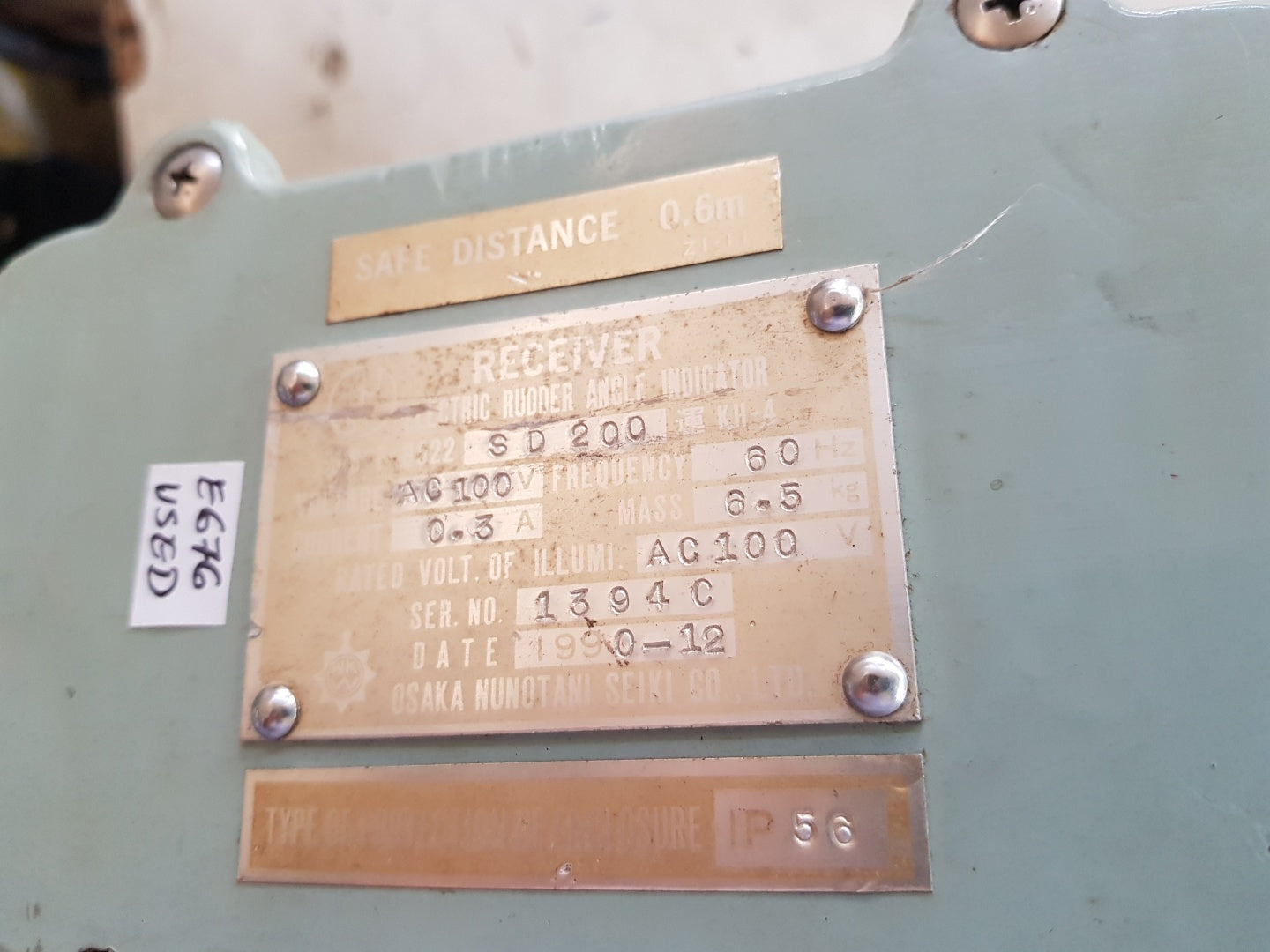 Osaka nunotani jis f 8522 sd 200 electric rudder angle indicator