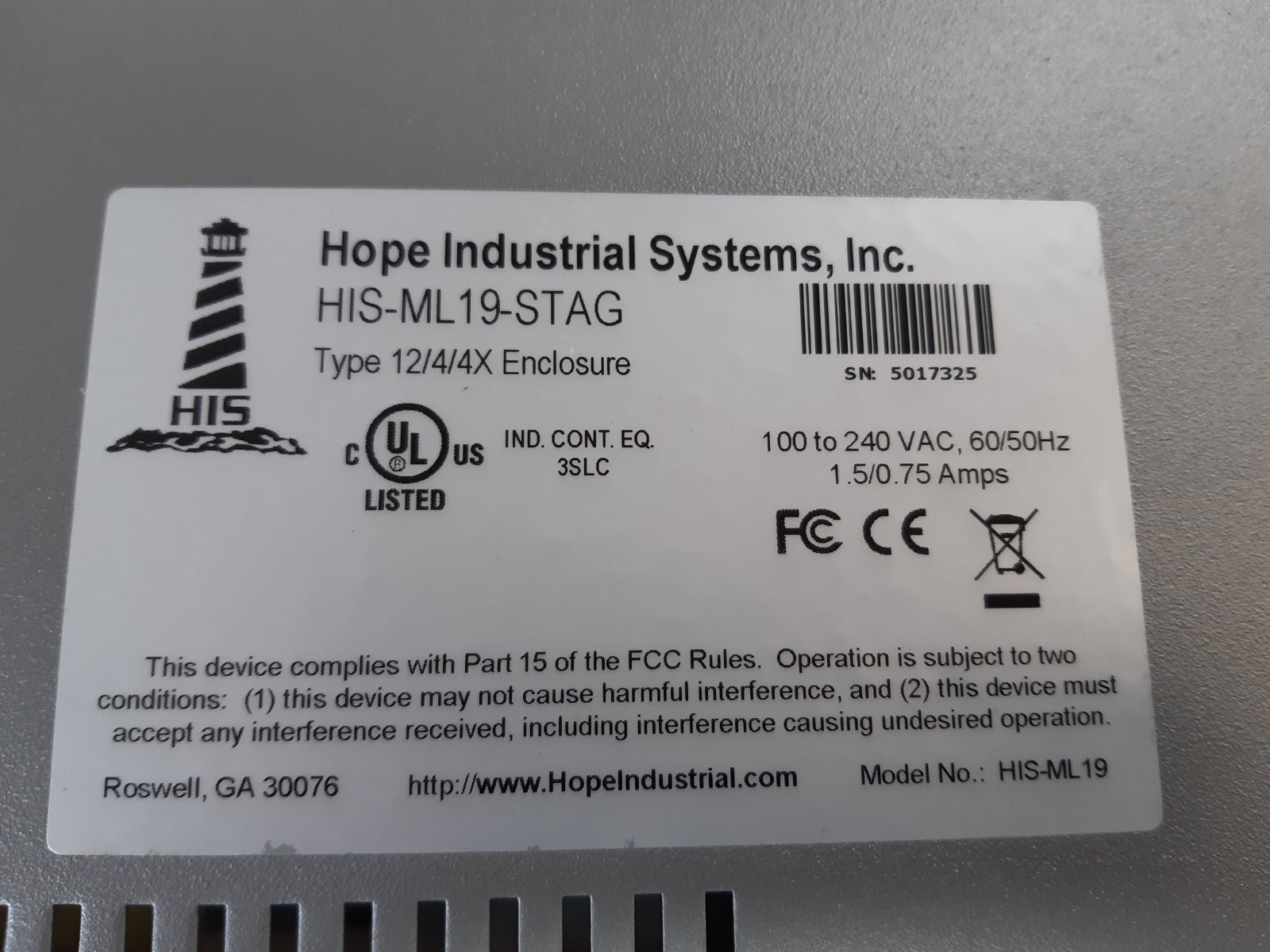 Hope his-ml19 touch screen operator interface panel