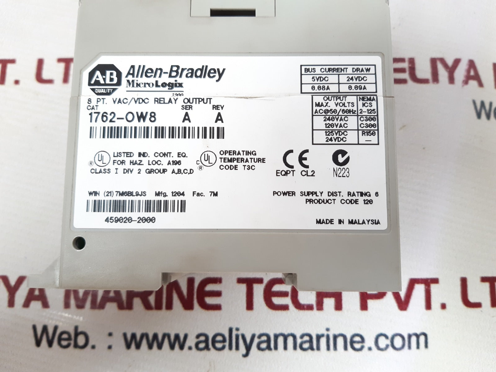 Allen-bradley 1762-ow8 ser a micro logix output module