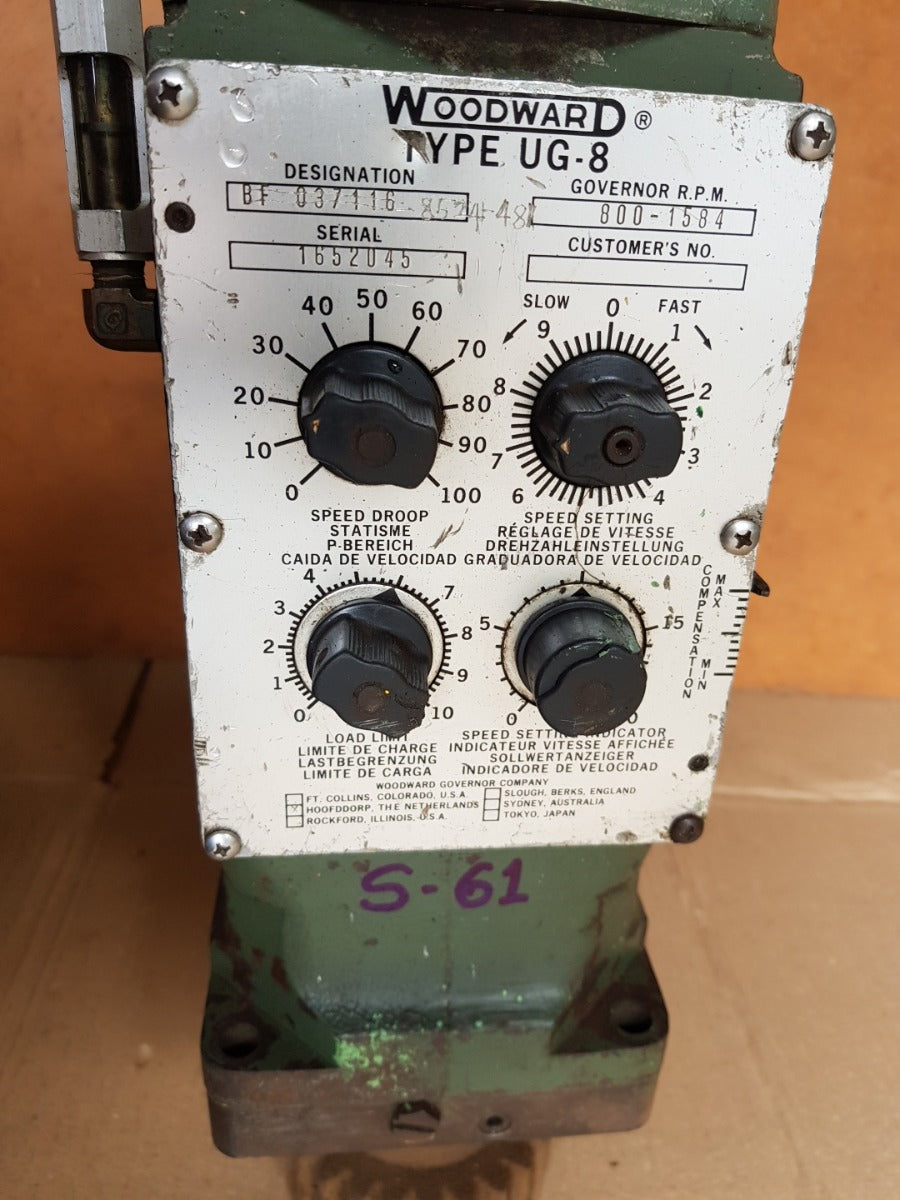 Woodward ug-8 bf 037116 governor r.p.m.800-1584