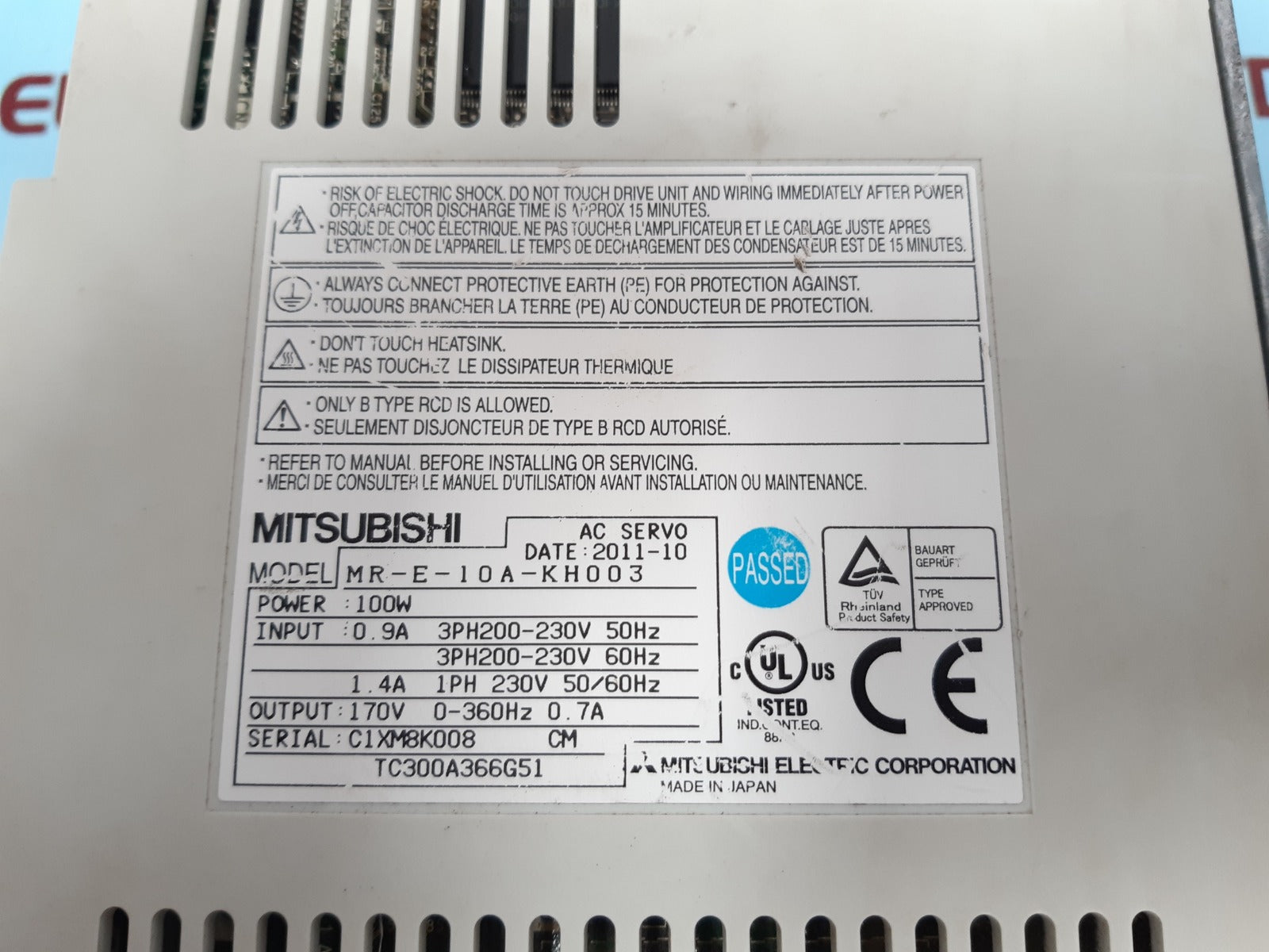 Mitsubishi mr-e-10a-kh003 servo driver