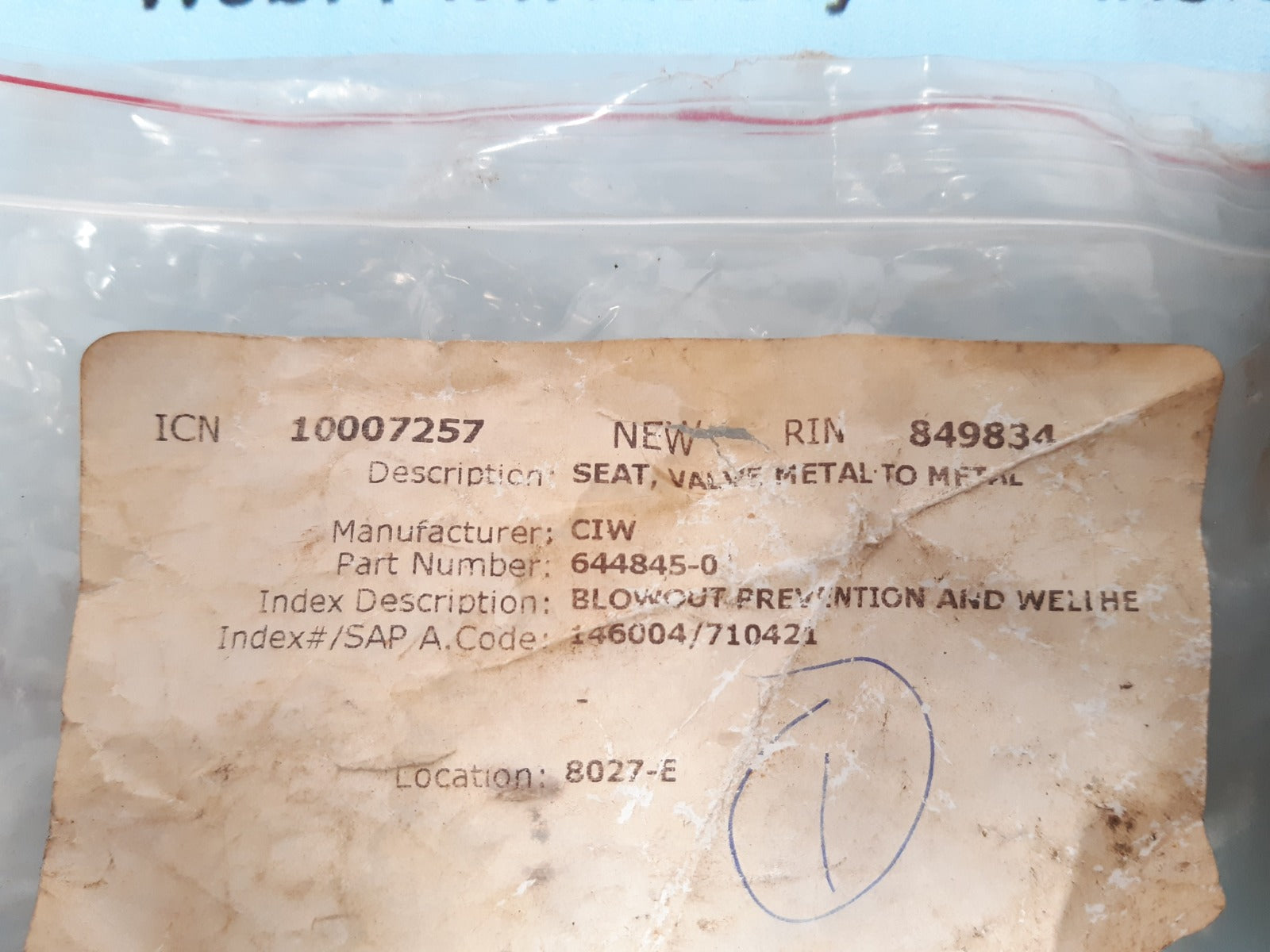 Ciw 644845-01 seat valve