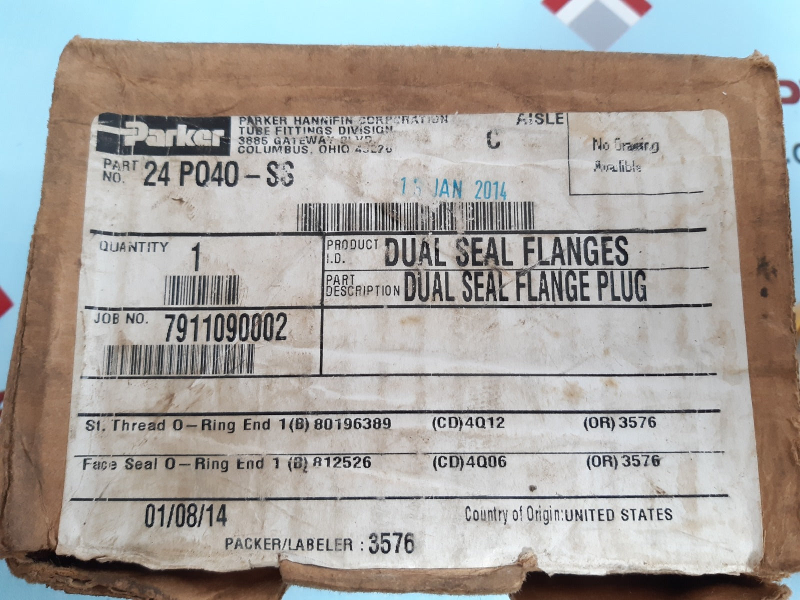 Parker 24 p040-ss dual seal flanges