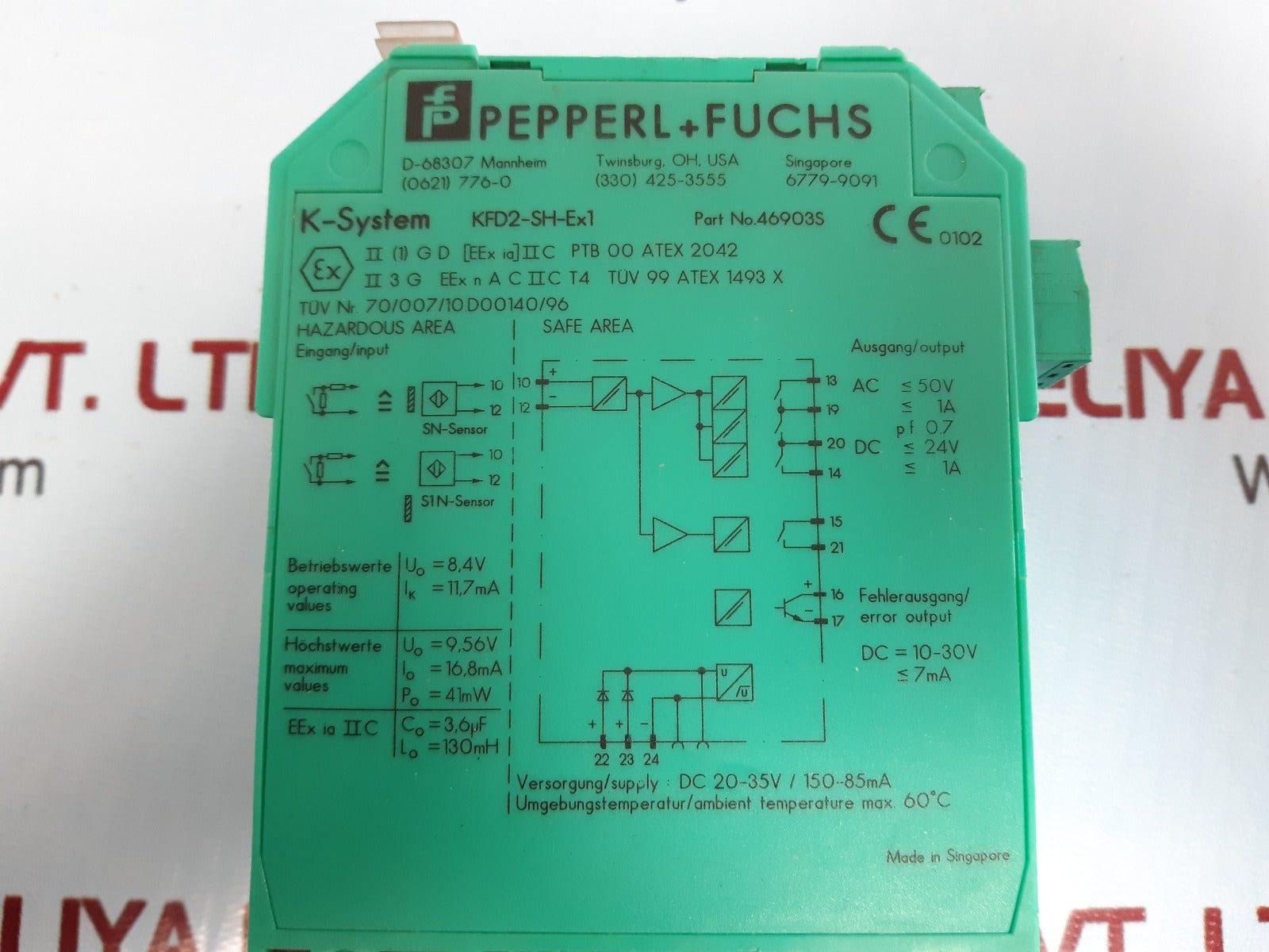 Pepperl+fuchs kfd2-sh-ex1 switch amplifier 46903s