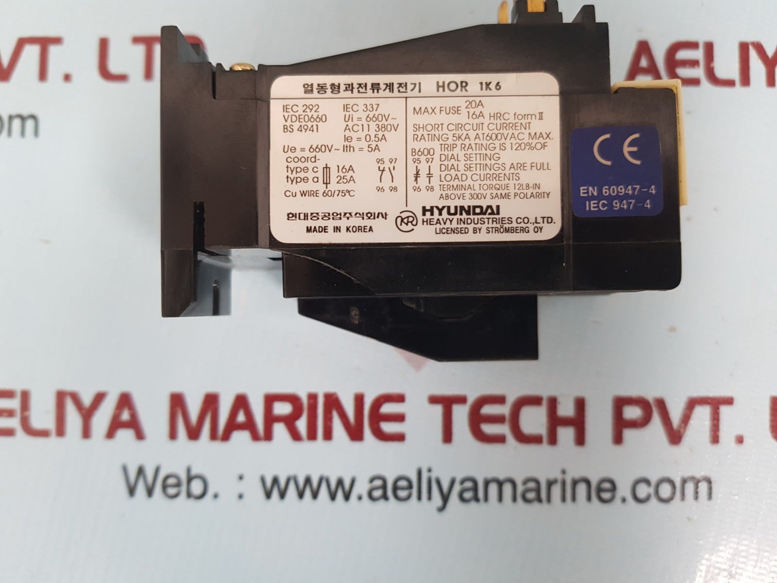 Hyundai Hor 1K Thermal Overload Relay Hor 1K 6