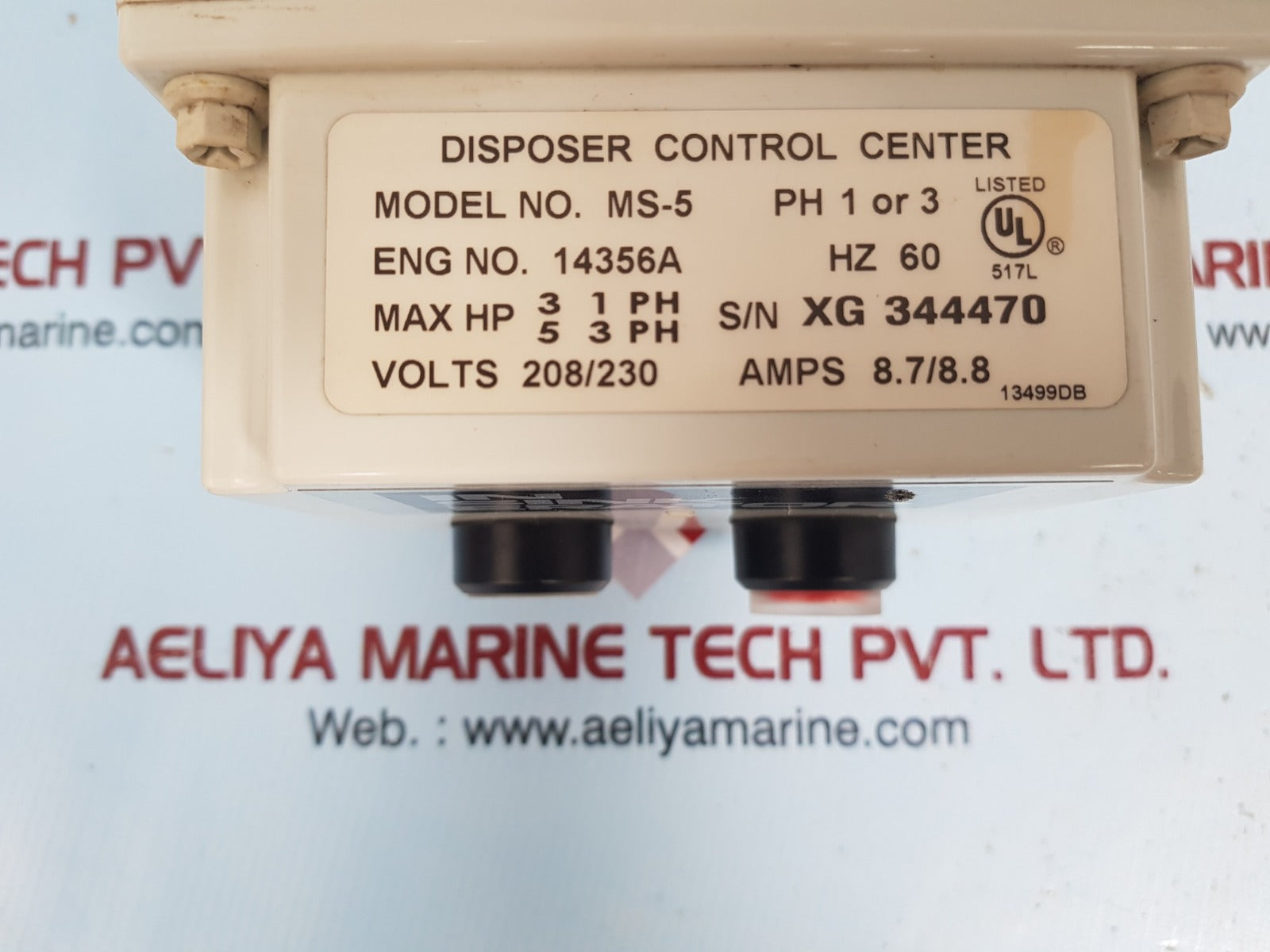 In sink erator ms-5 disposer control panel ph 1 or 3