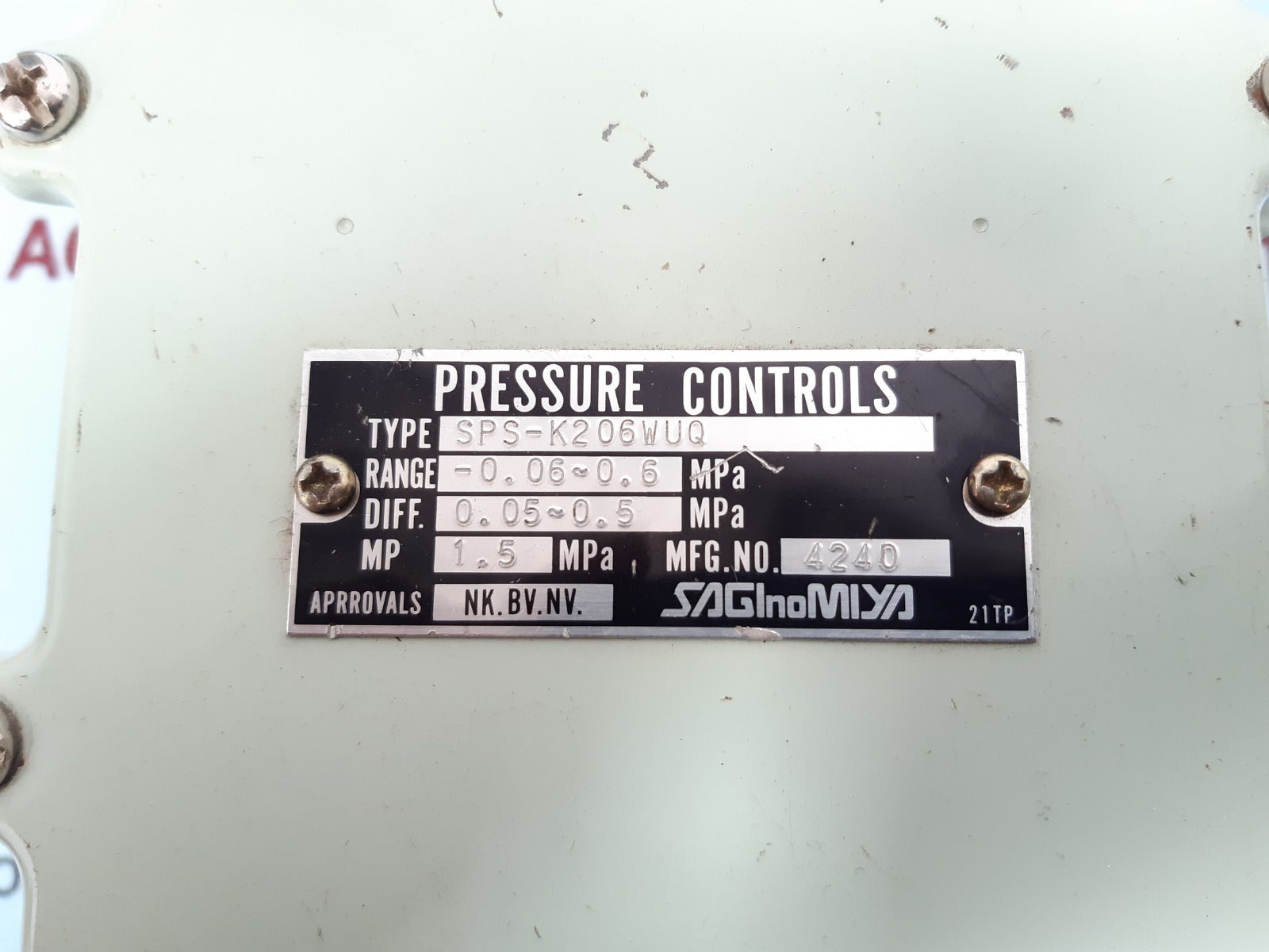 Saginomiya sps-k206wuq pressure control switch