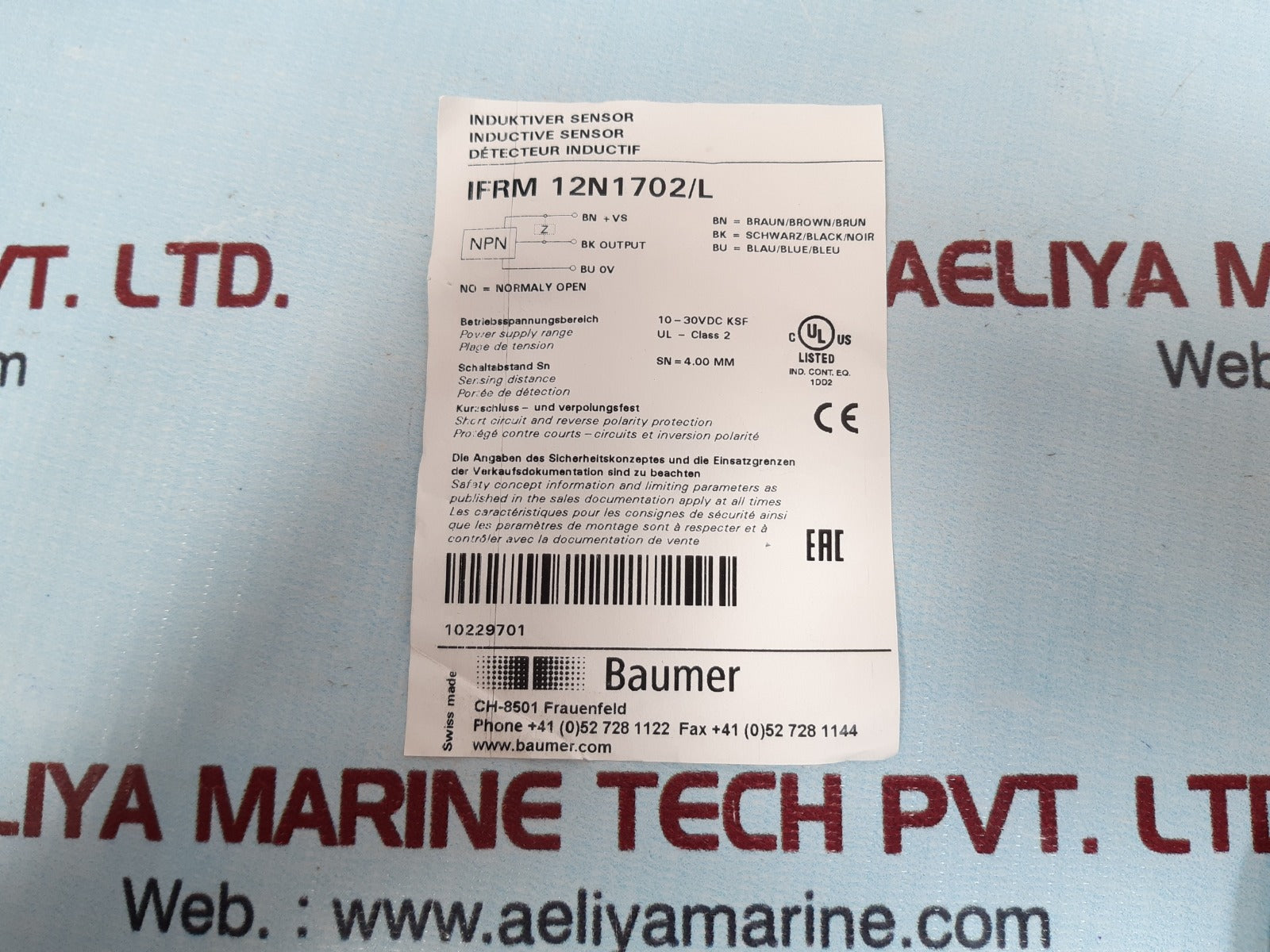 Baumer ifrm 12n1702/l inductive sensor