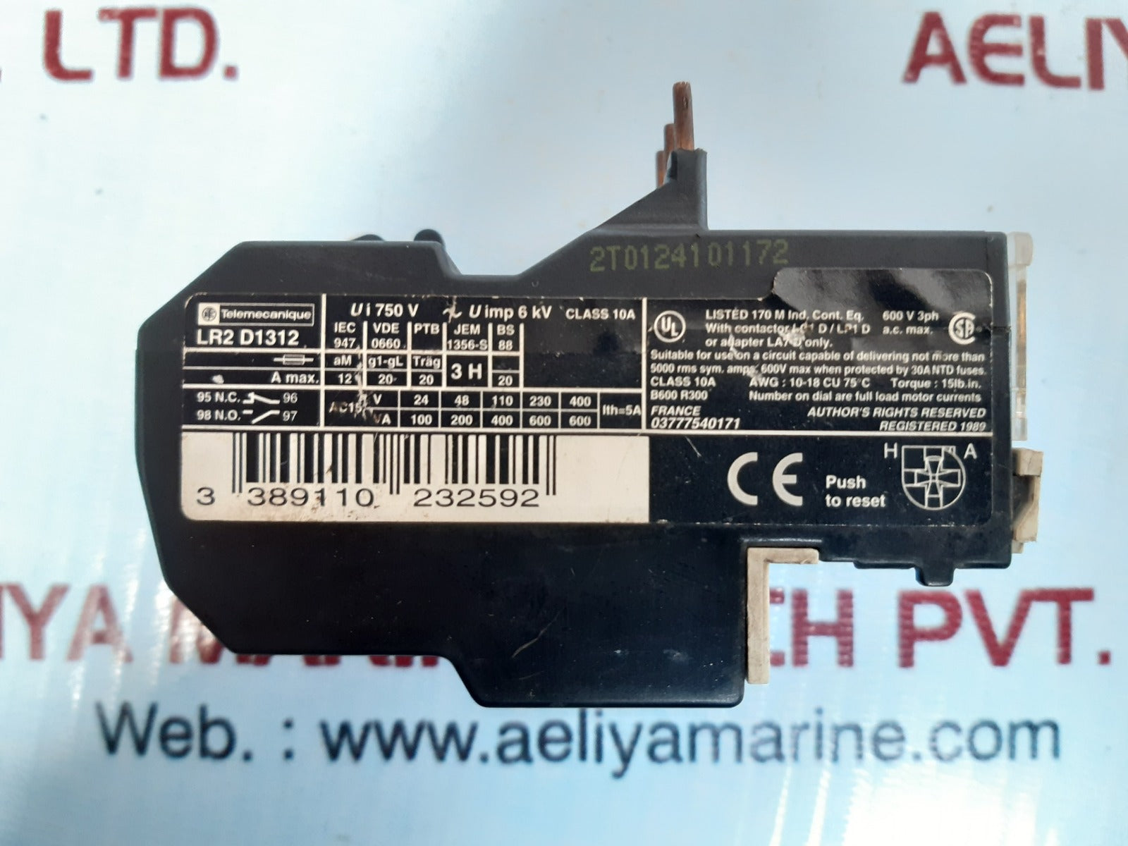 Telemecanique lr2 d1312 overload relay