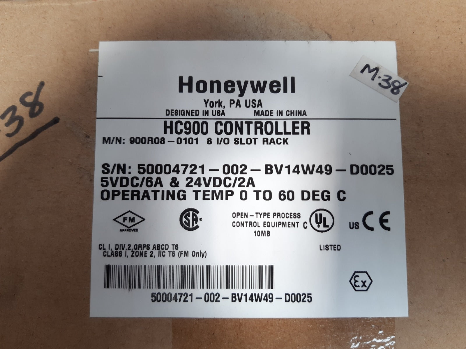 Honeywell 900r08-0101 8 i/o slot rack controller
