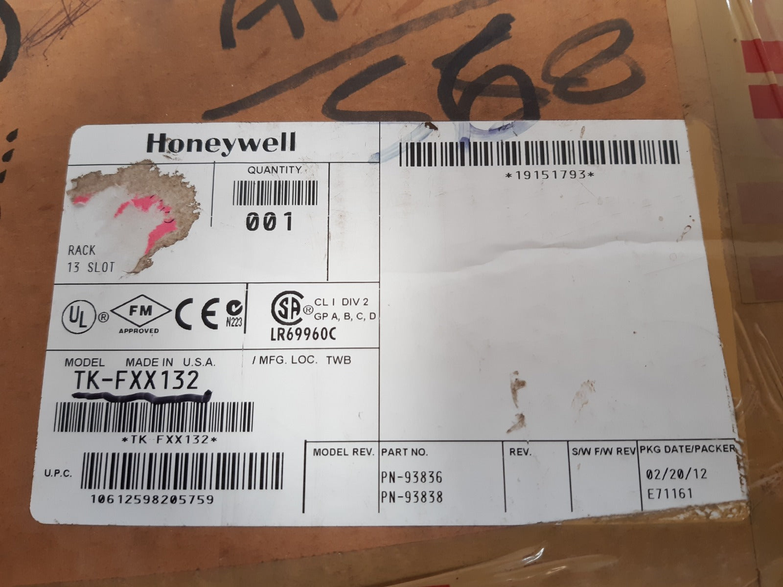 Honeywell tk-fxx132 13 slot rack
