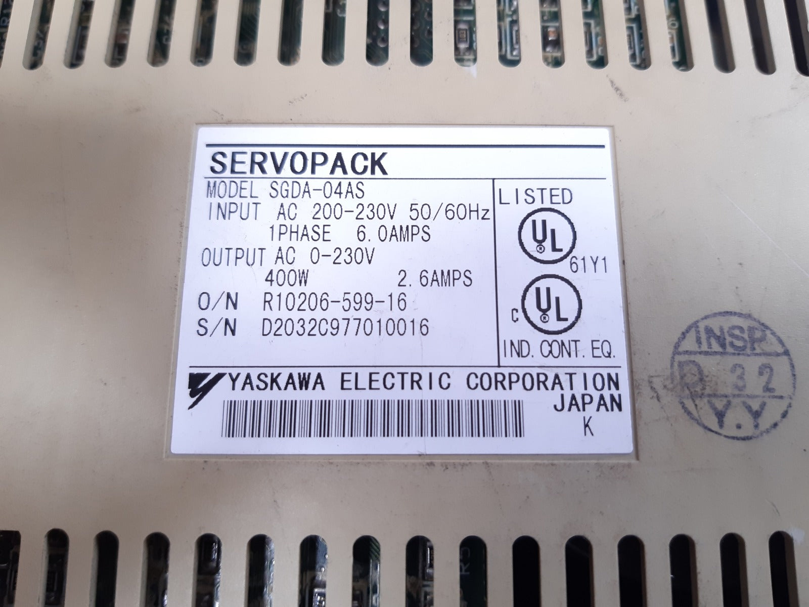 Yaskawa servopack sgda-04as drive