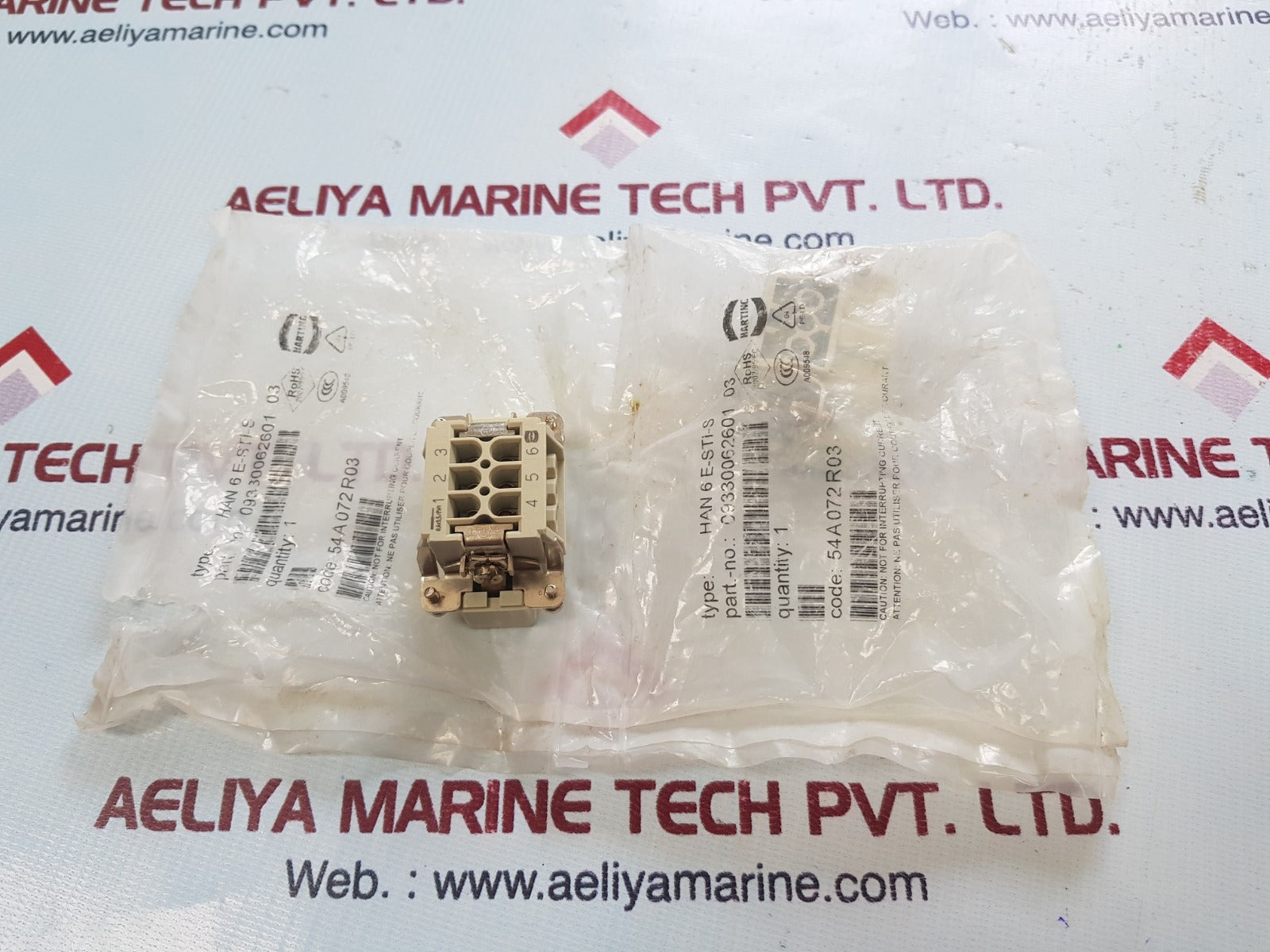 Set of 2x Harting han 6 e-sti-s connector 09330062601