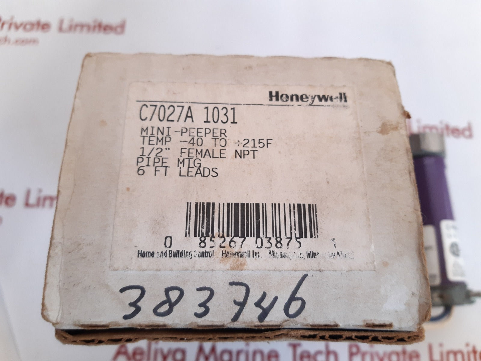 Honeywell C7027A 1031 2 U.V. Sensor Rev. F