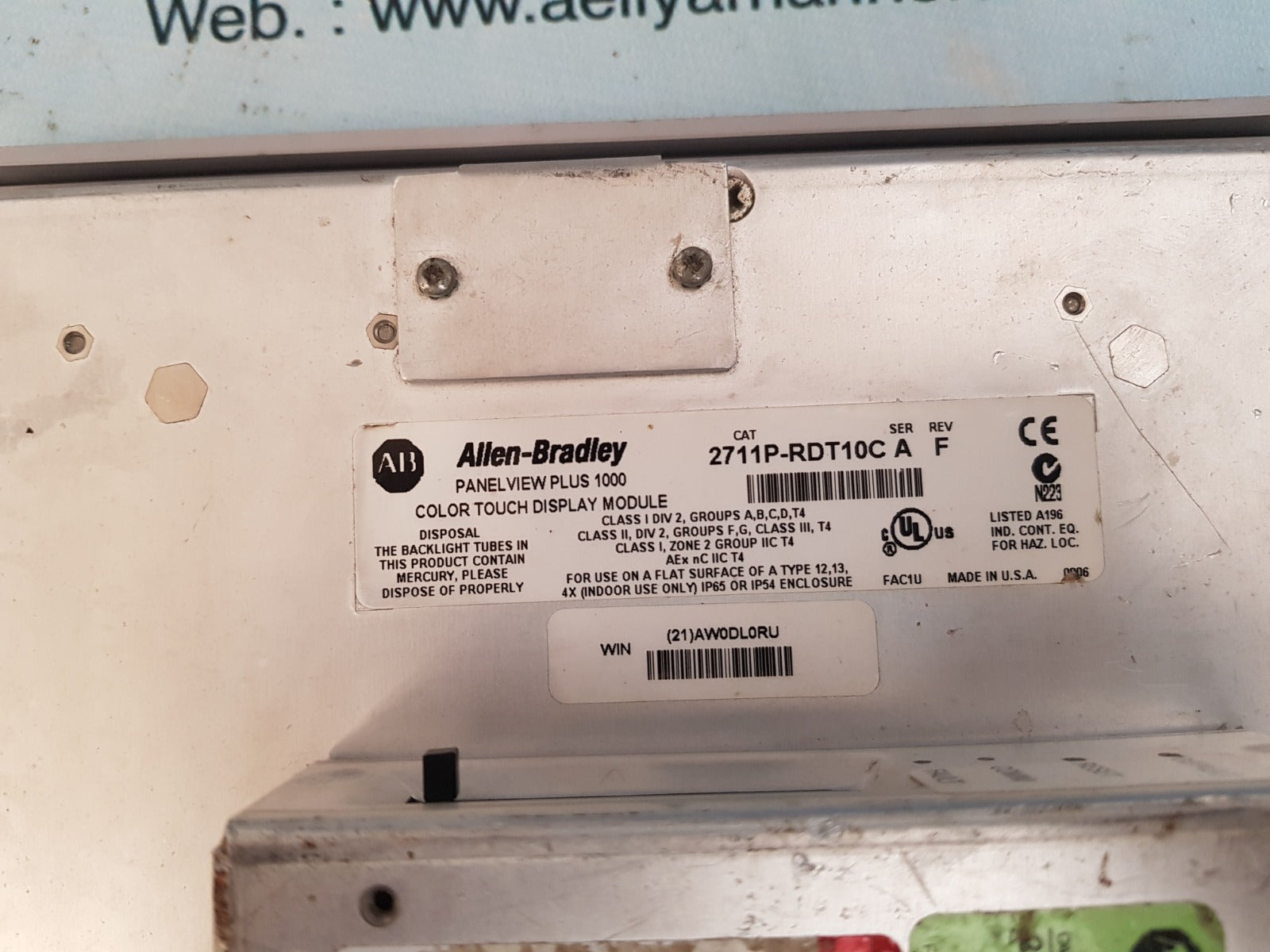 Allen-bradley panel view plus 1000 2711p-rdt10c color touch display module ser a