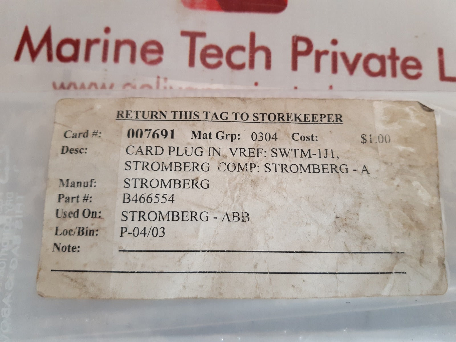 Stromberg Swtm 1J1 Pcb Card Used