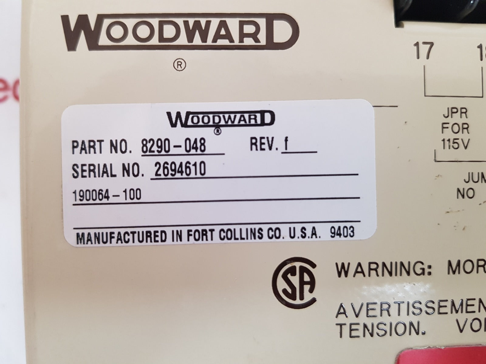 Woodward 8290-048 generator load sensor module