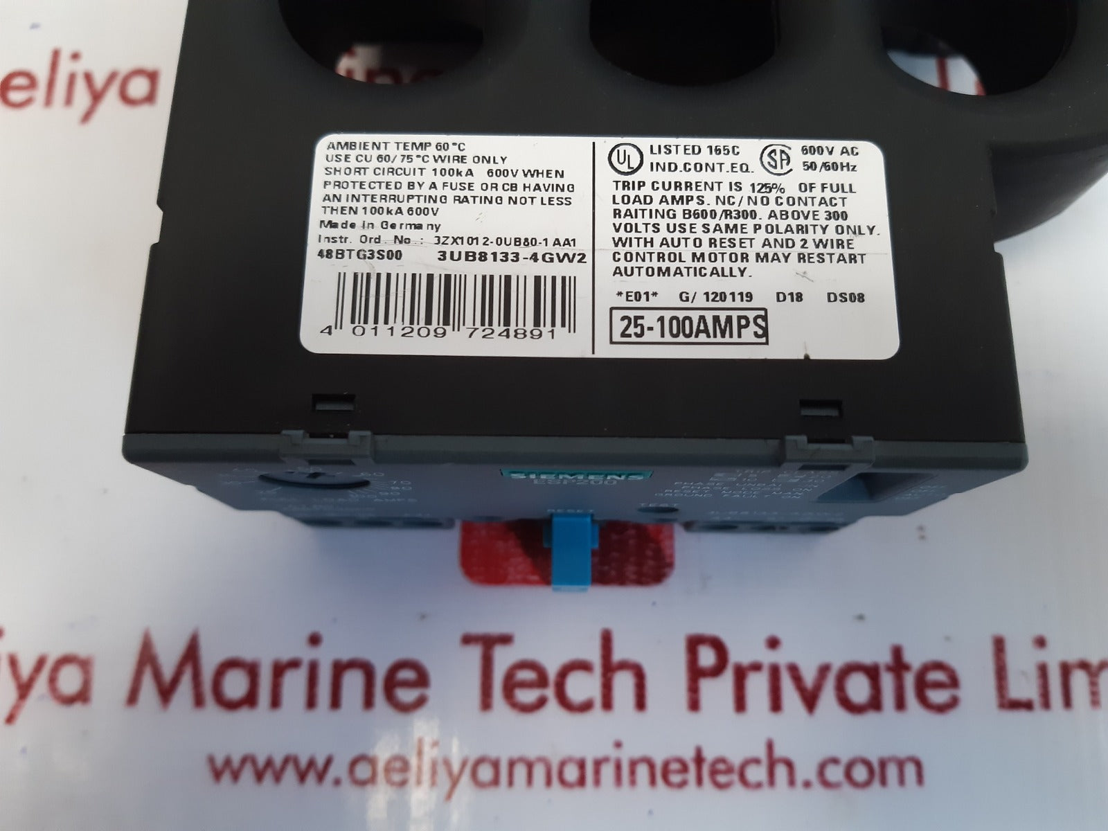 Siemens 3ub8133-4gw2 overload relay 48btg3s00