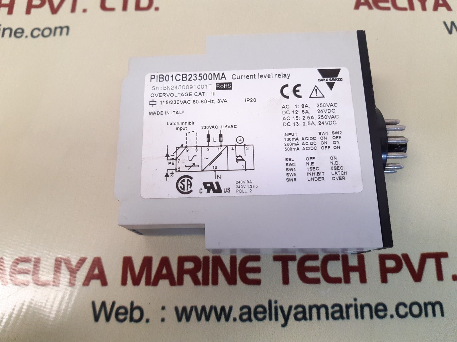 Carlo gavzzi pib01cb23500ma current level relay