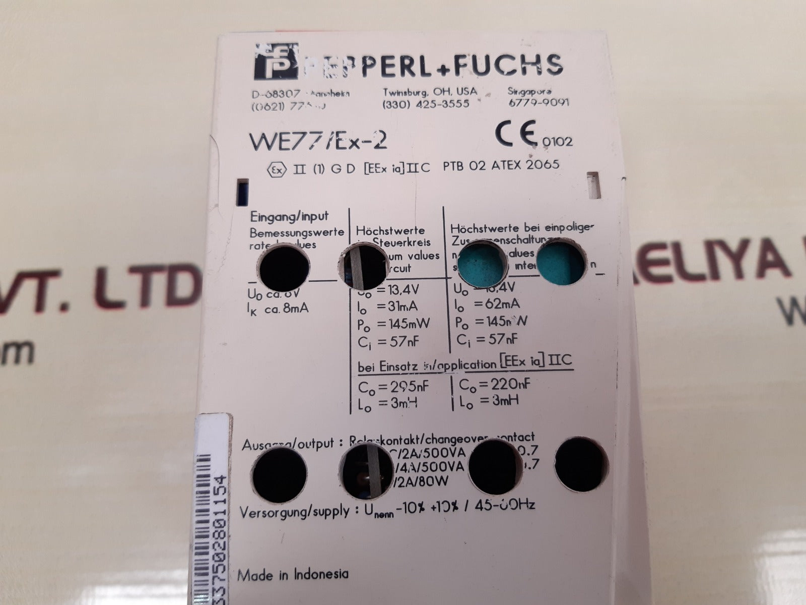 Pepperl+fuchs we77/ex-2 safety relay 129200