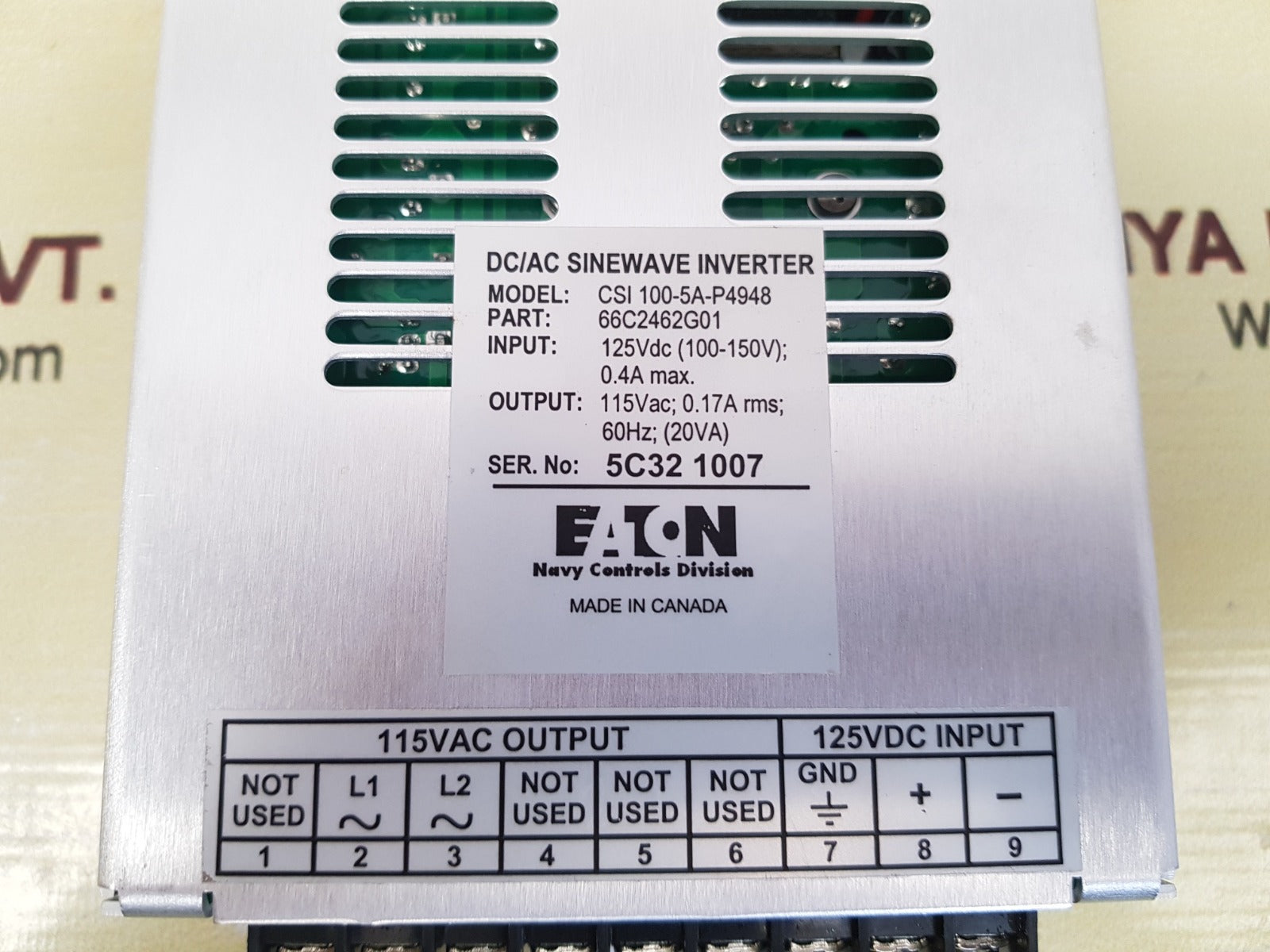 Eaton csi 100-5a-p4948 dc/ ac sinewave inverter 66c246cg01