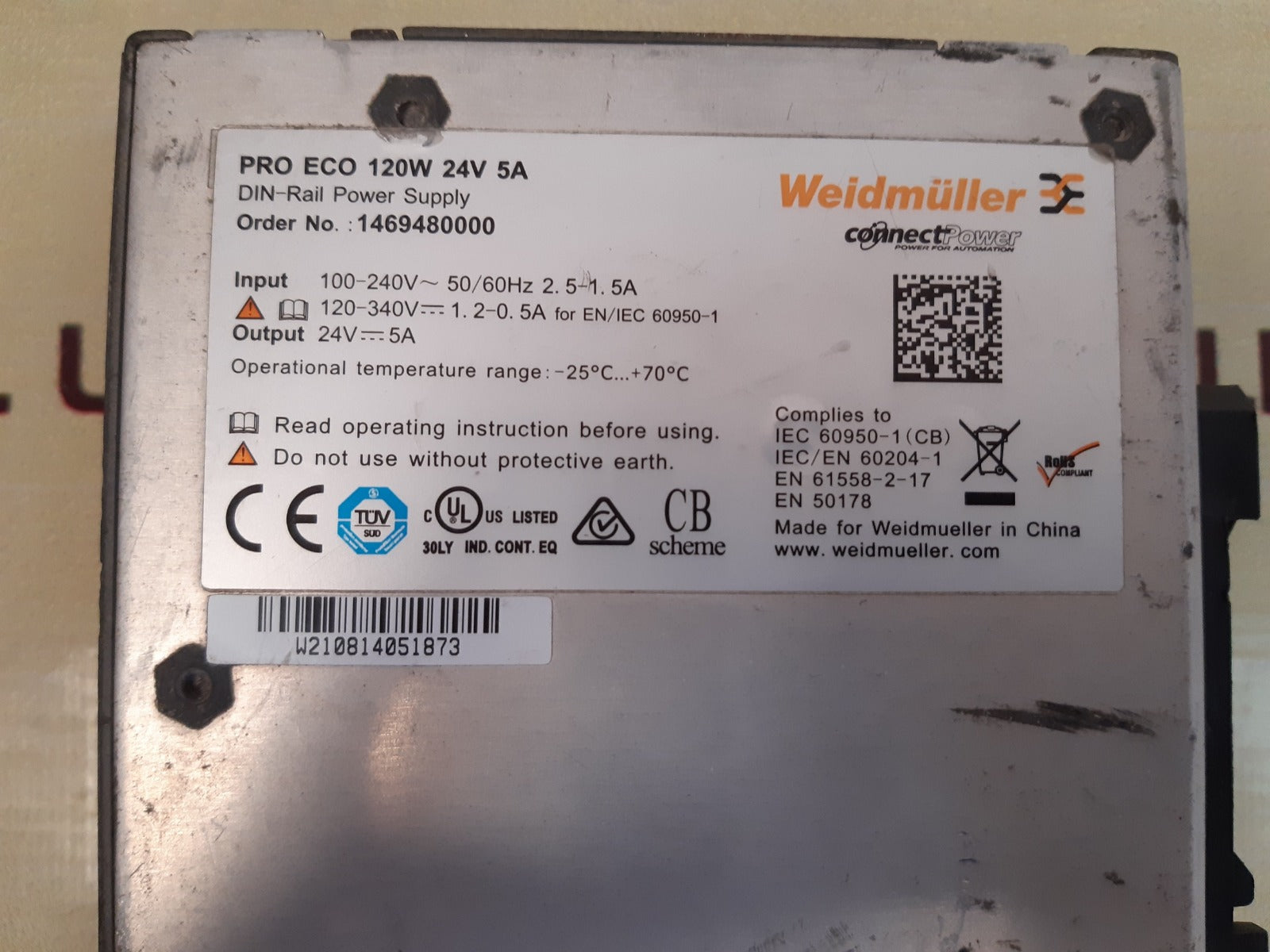 Weidmuller pro eco 1469480000 power supply 120w 24v 5a
