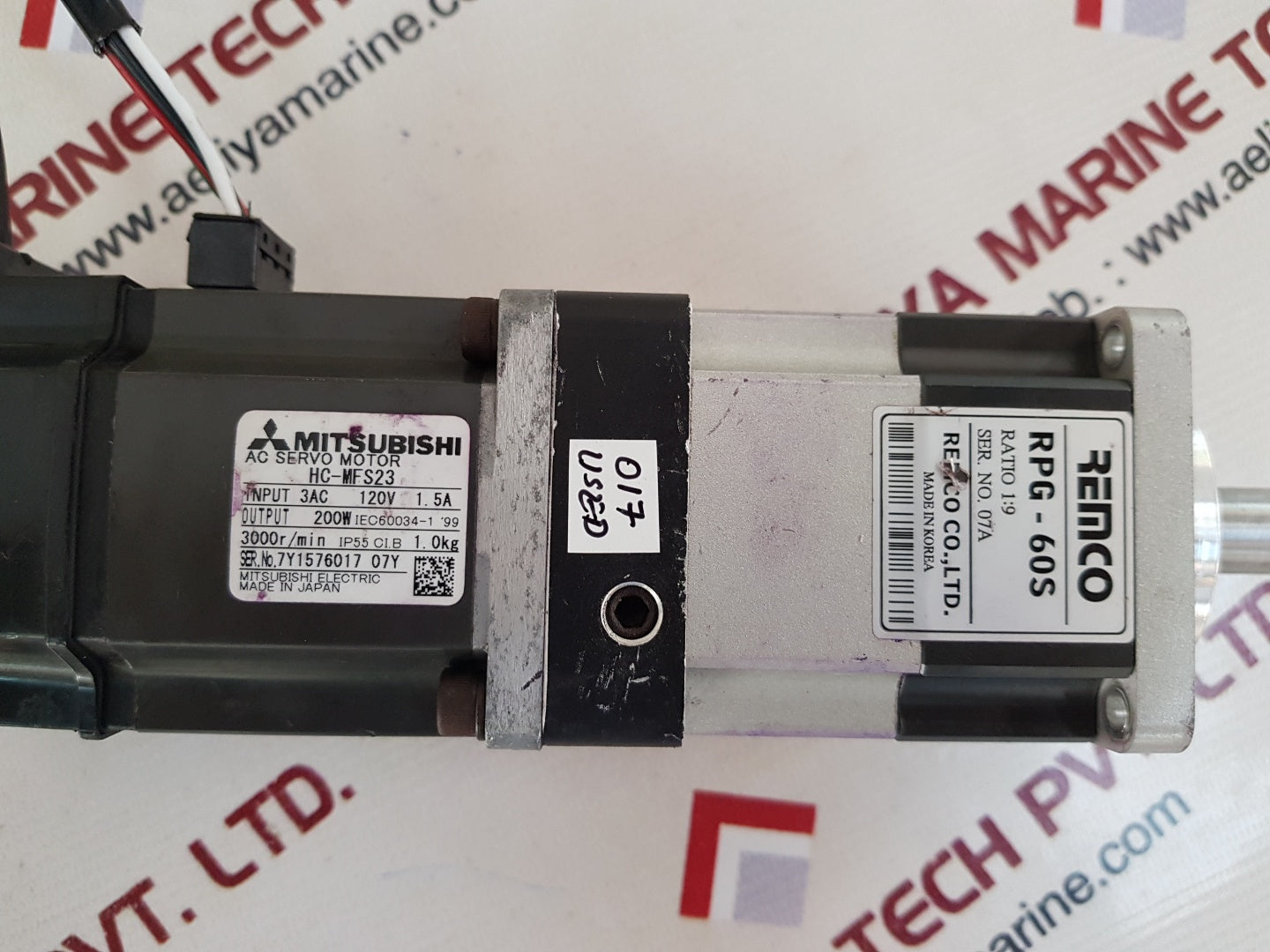 Mitsubishi hc-mfs23 ac servo motor with remco rpg-60s
