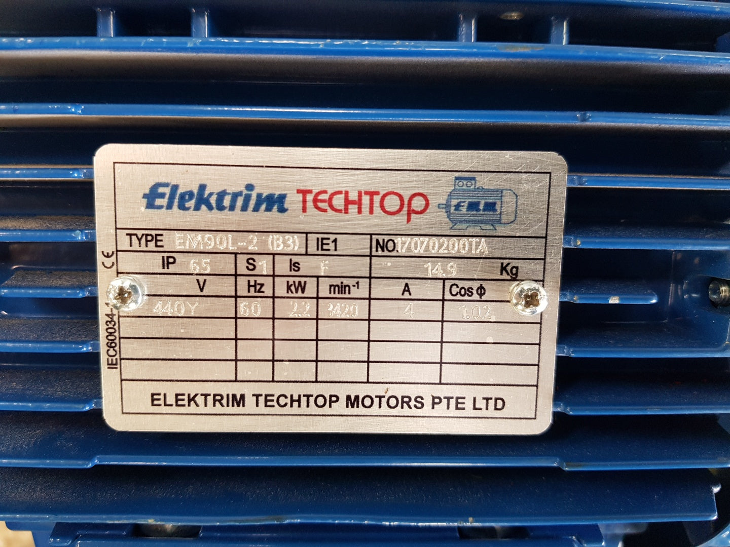 Elektrim Techtop Em90L-2 (B3) Electric Motor