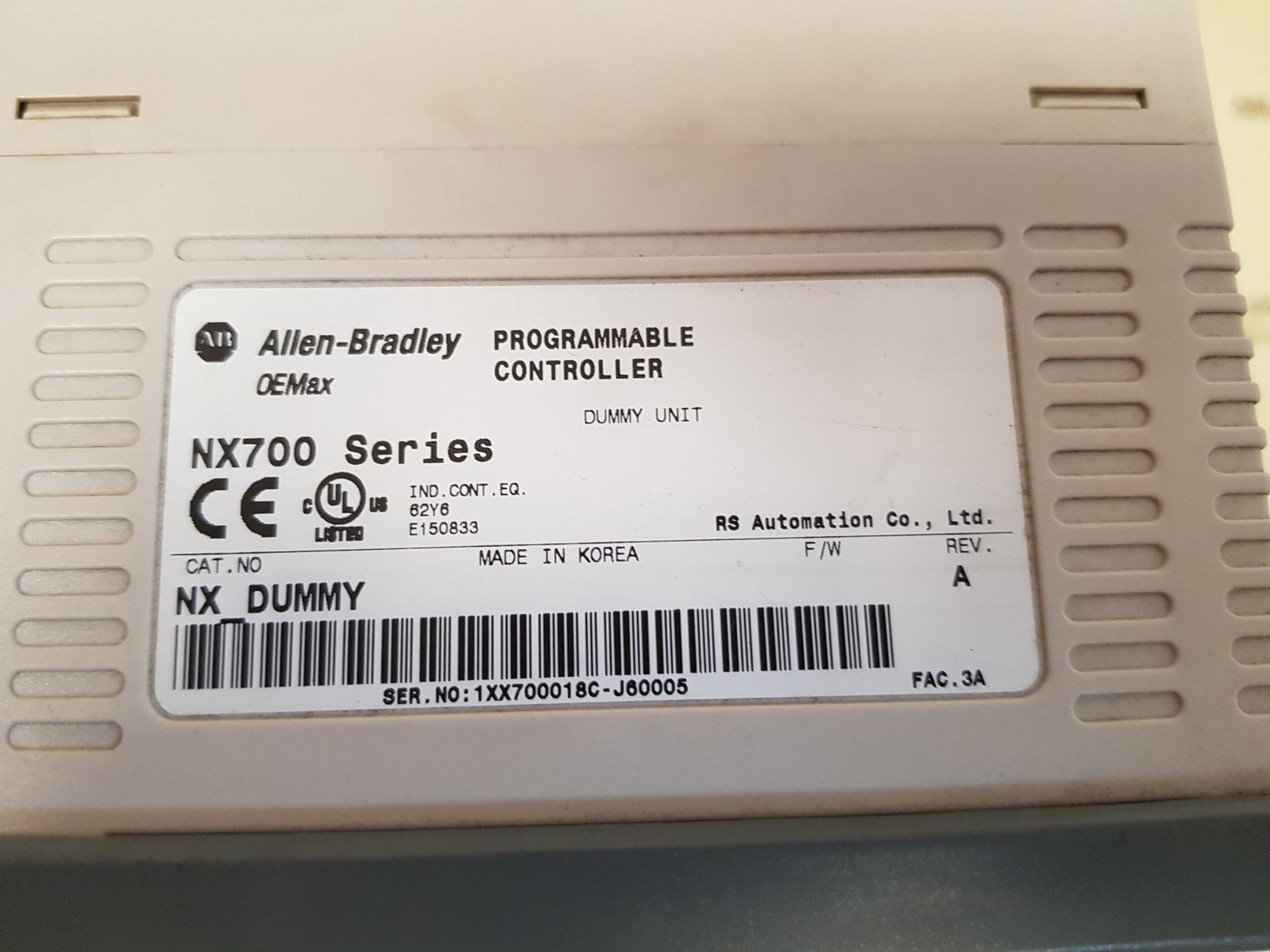Allen-bradley/samsung nx700 with cpu700p,ao4c,ai8c,x16d,rtd8,y16r module rack