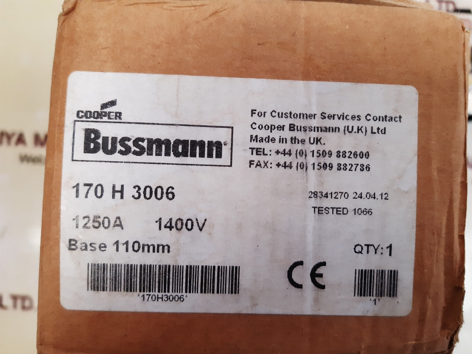 Cooper bussmann 170h3006 base mount fuse holder