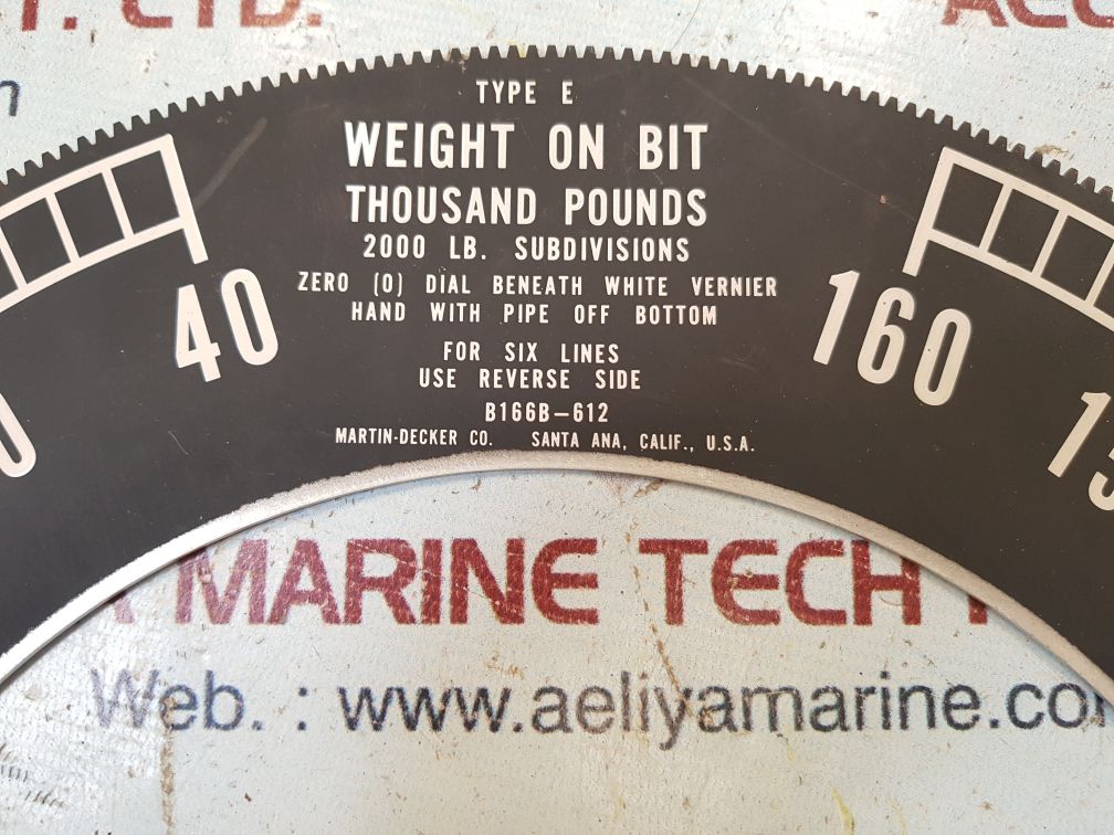 Md totco type e bit wt dial indicator b166b-612