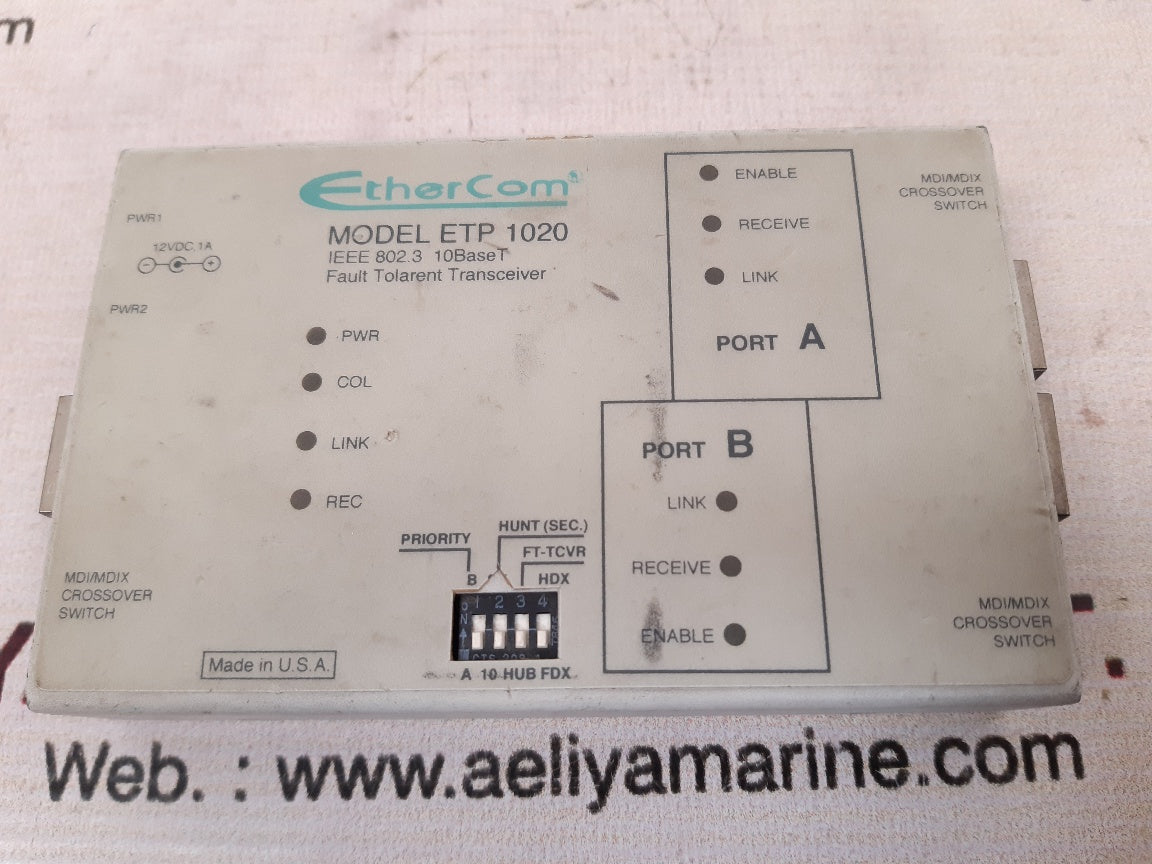 Ethercom etp 1020 fault tolarent transceiver