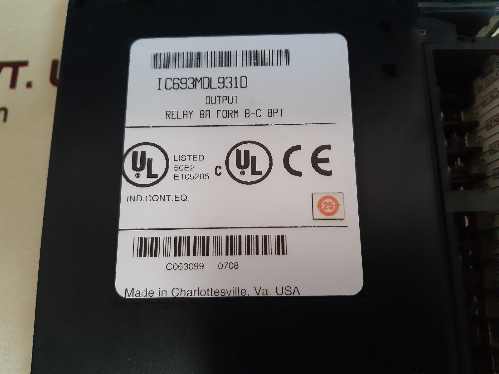 Ge ic693mdl931d output relay 8a form b-c 8pt