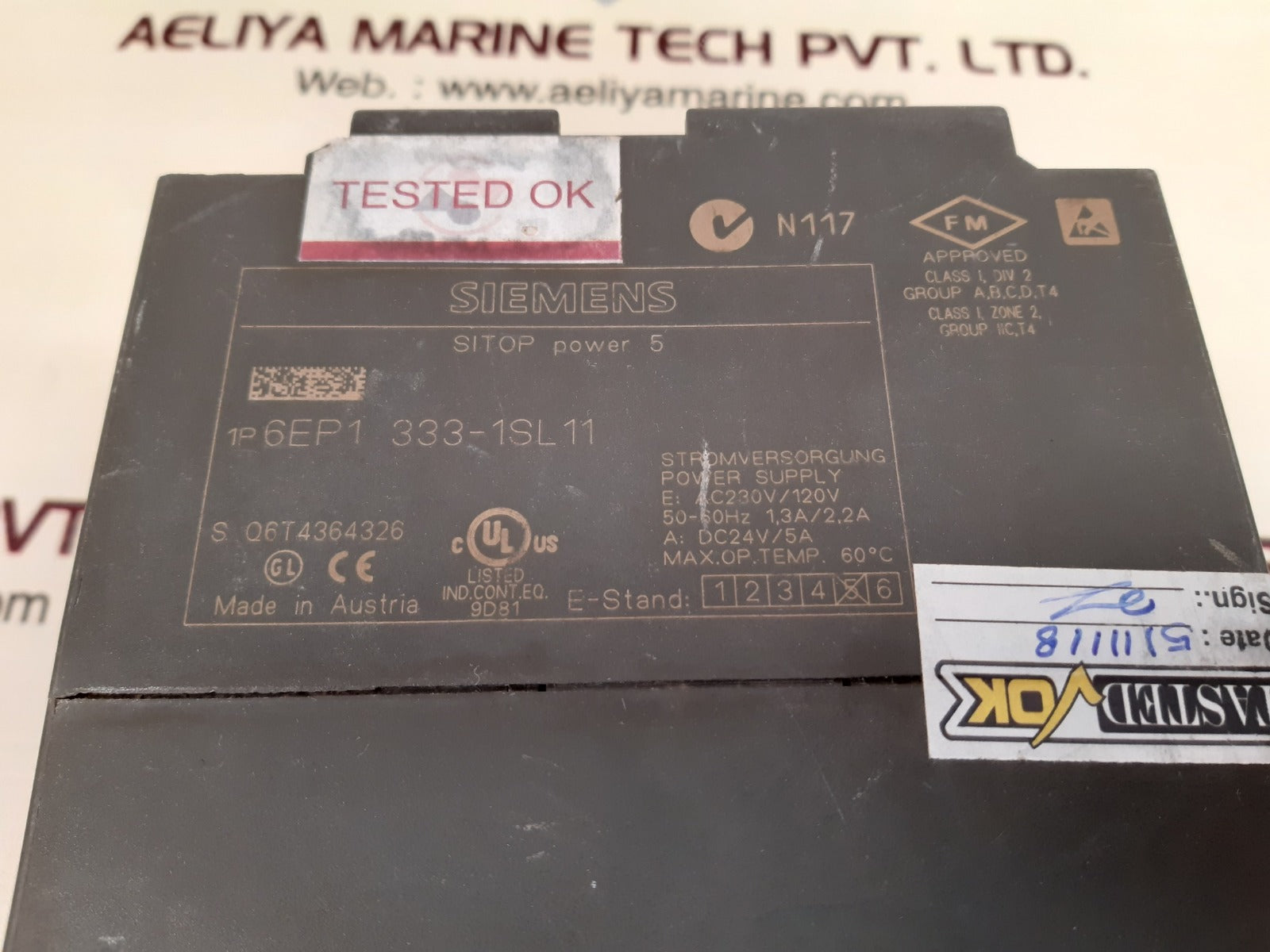 Siemens 6ep1 333-1sl11 power supply 50/60hz